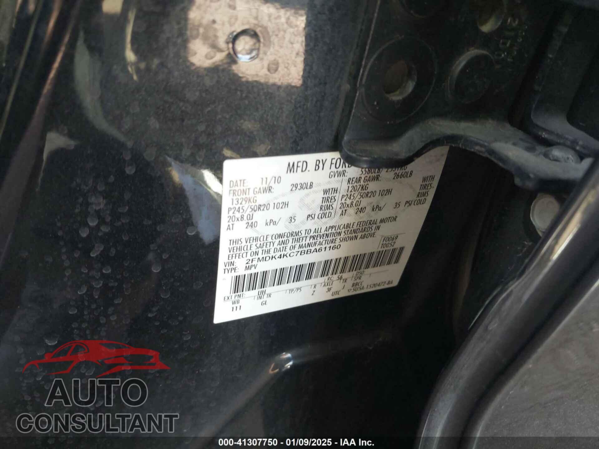 FORD EDGE 2011 - 2FMDK4KC7BBA61160