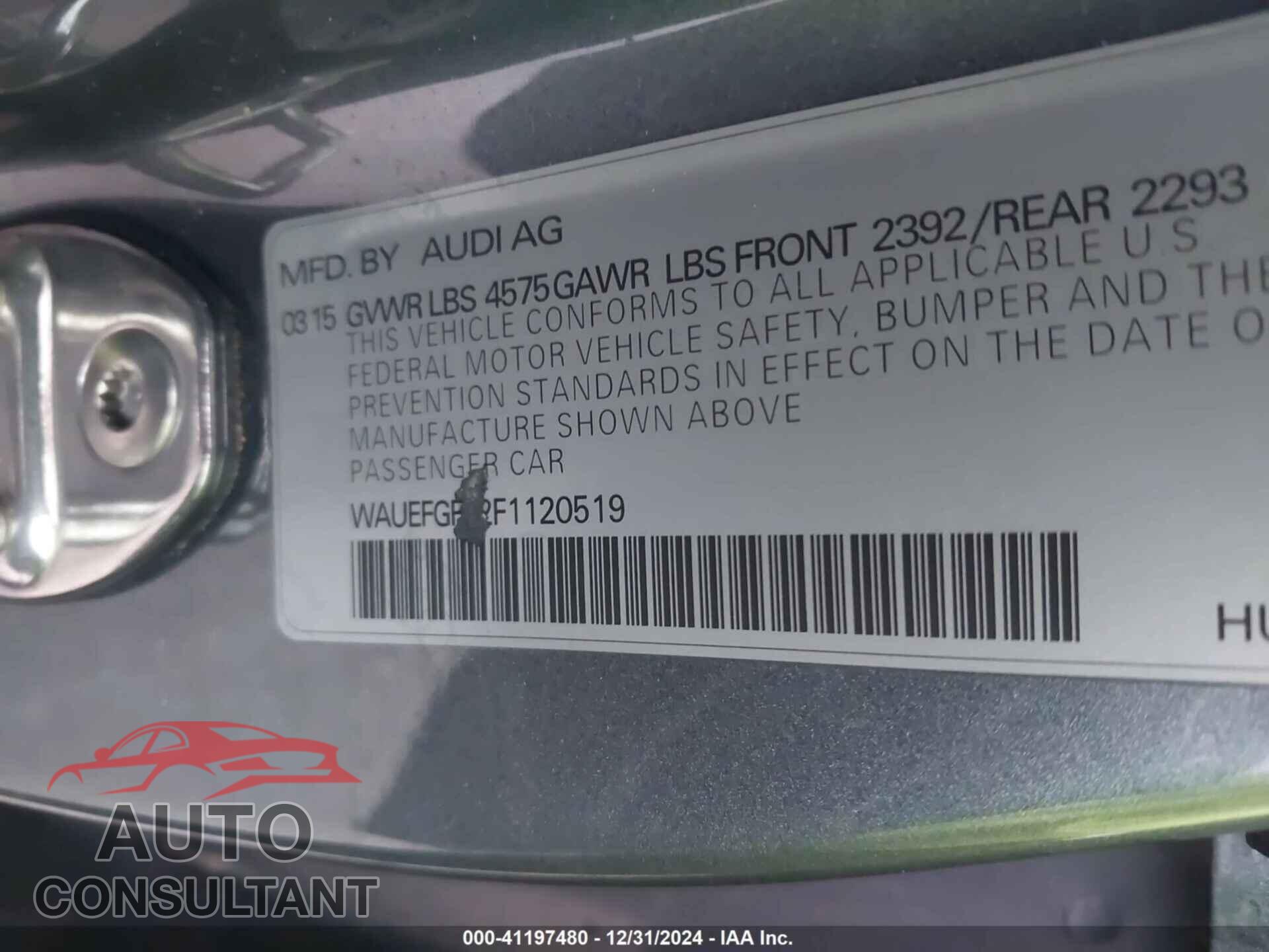 AUDI A3 2015 - WAUEFGFF2F1120519