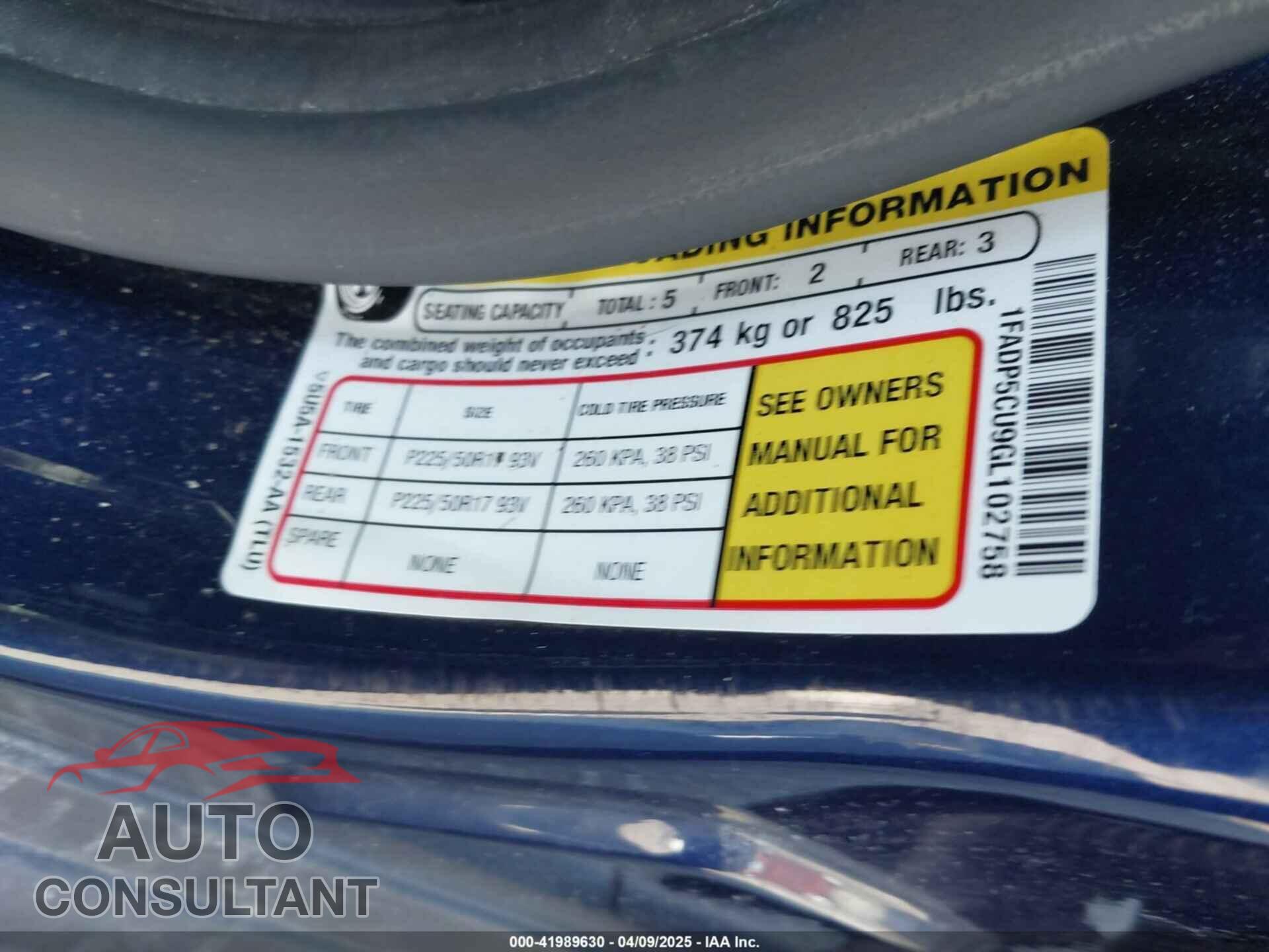 FORD C-MAX ENERGI 2016 - 1FADP5CU9GL102758