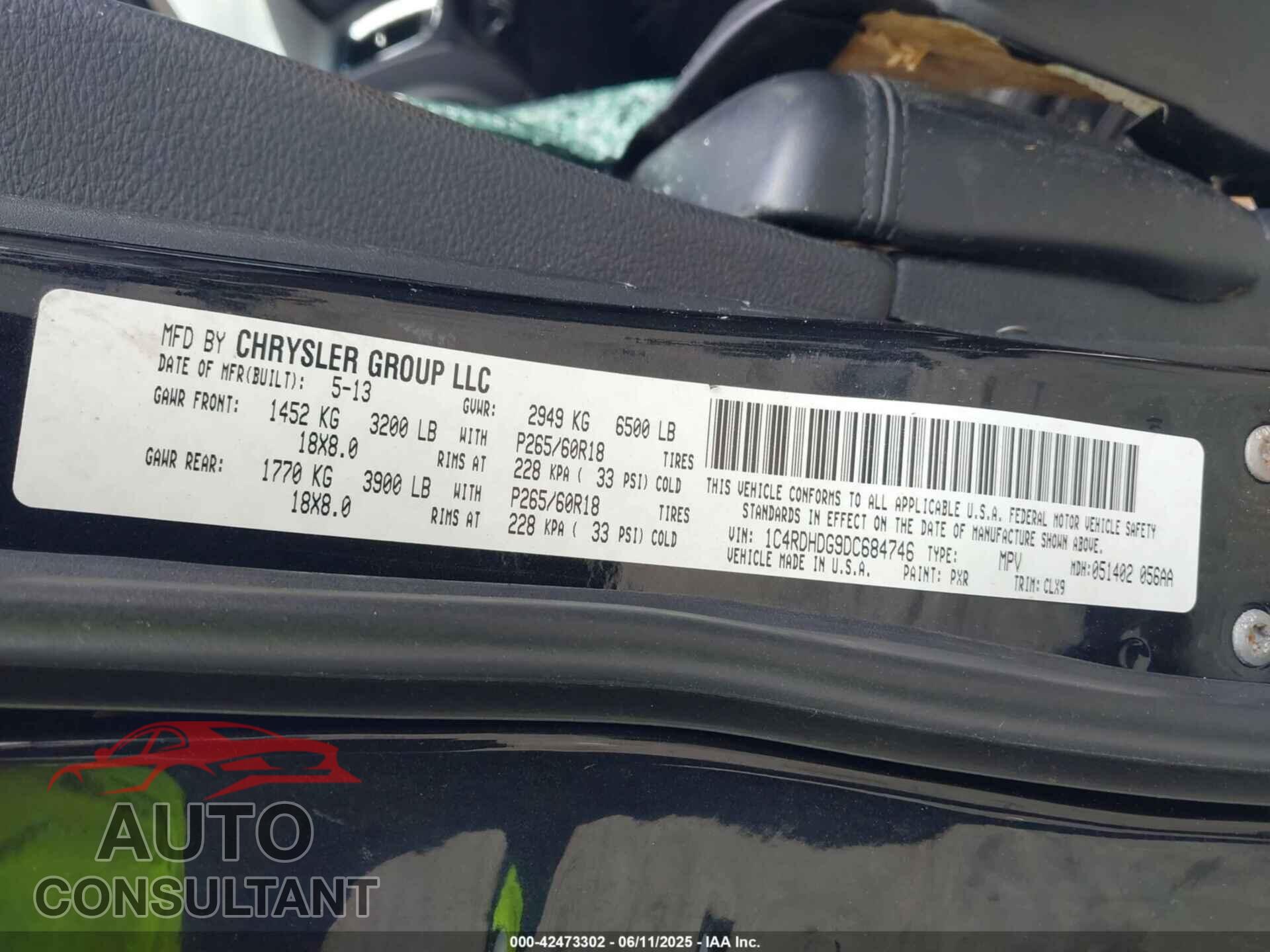 DODGE DURANGO 2013 - 1C4RDHDG9DC684746