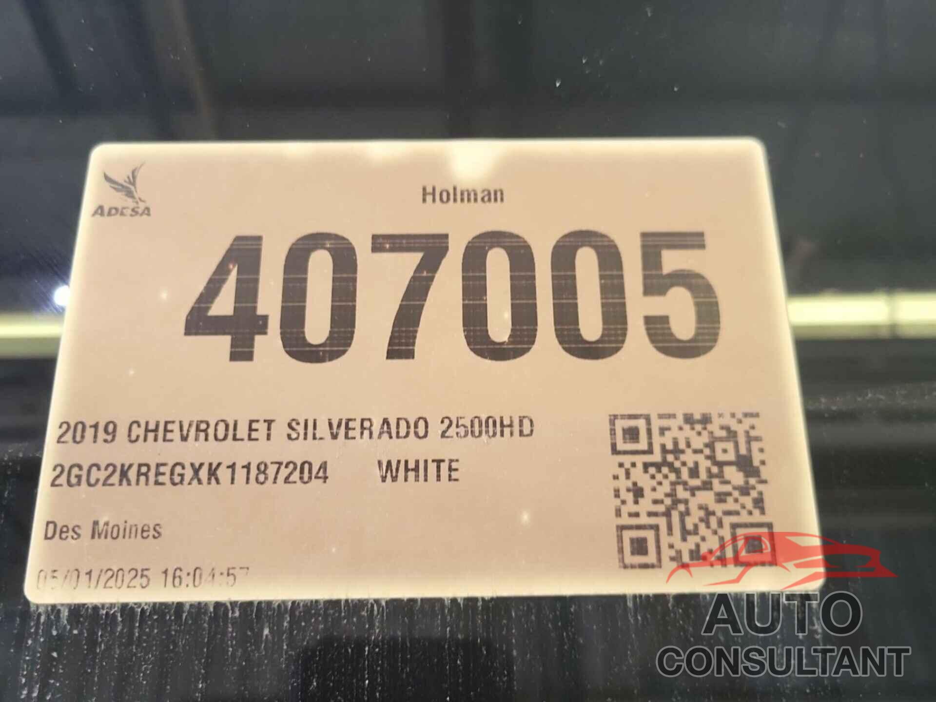 CHEVROLET SILVERADO 2500HD 2019 - 2GC2KREGXK1187204