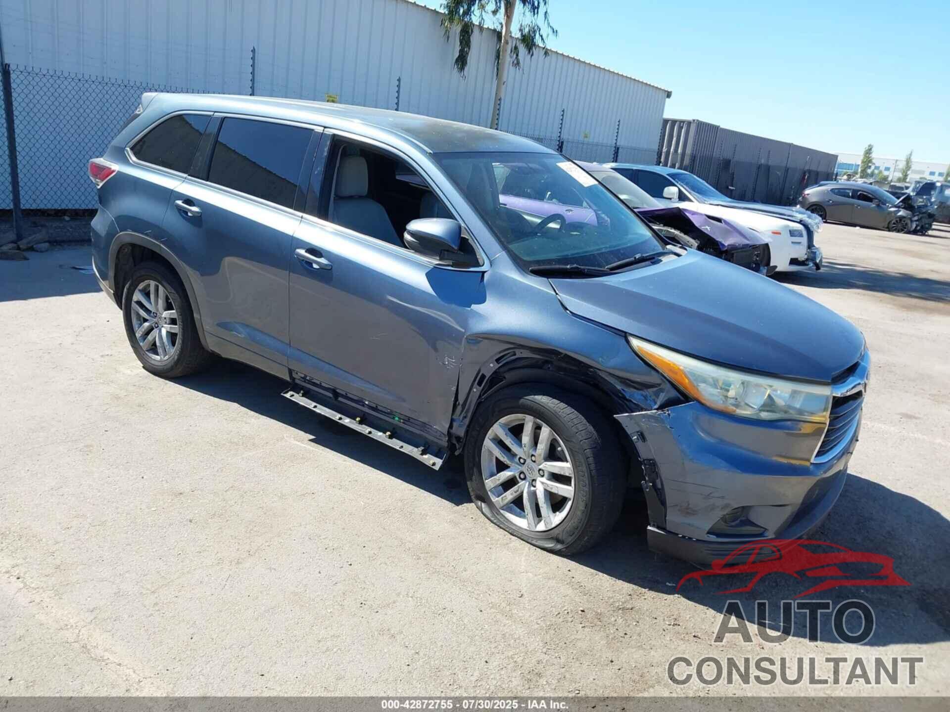 TOYOTA HIGHLANDER 2015 - 5TDZKRFH7FS066148