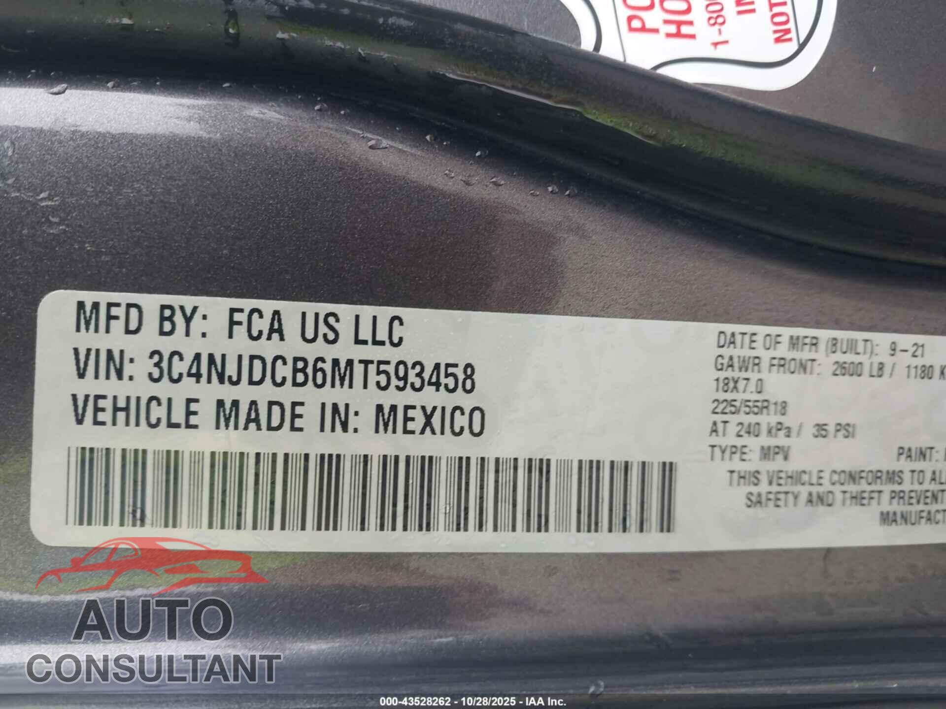 JEEP COMPASS 2021 - 3C4NJDCB6MT593458