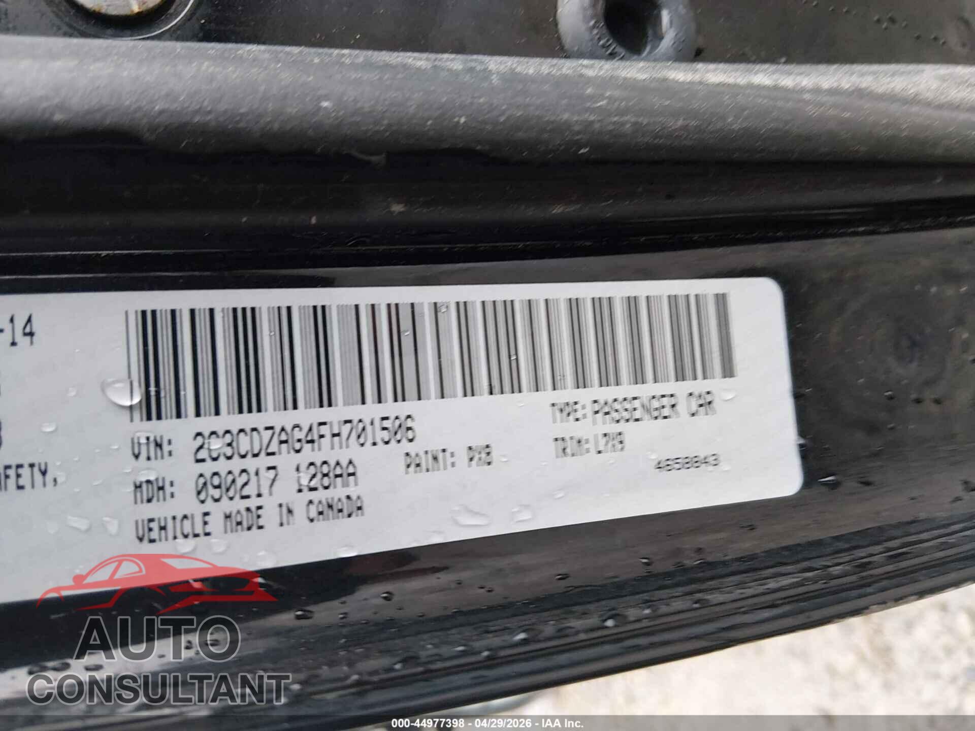 DODGE CHALLENGER 2015 - 2C3CDZAG4FH701506