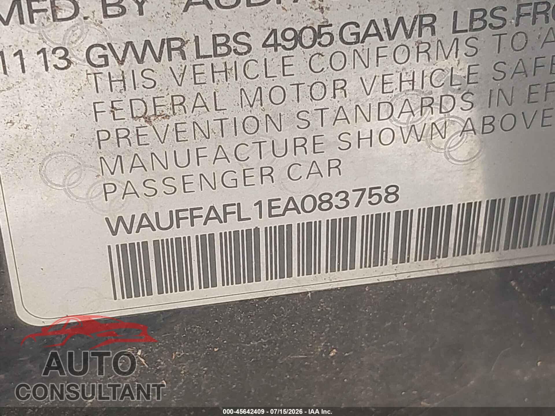 AUDI A4 2014 - WAUFFAFL1EA083758