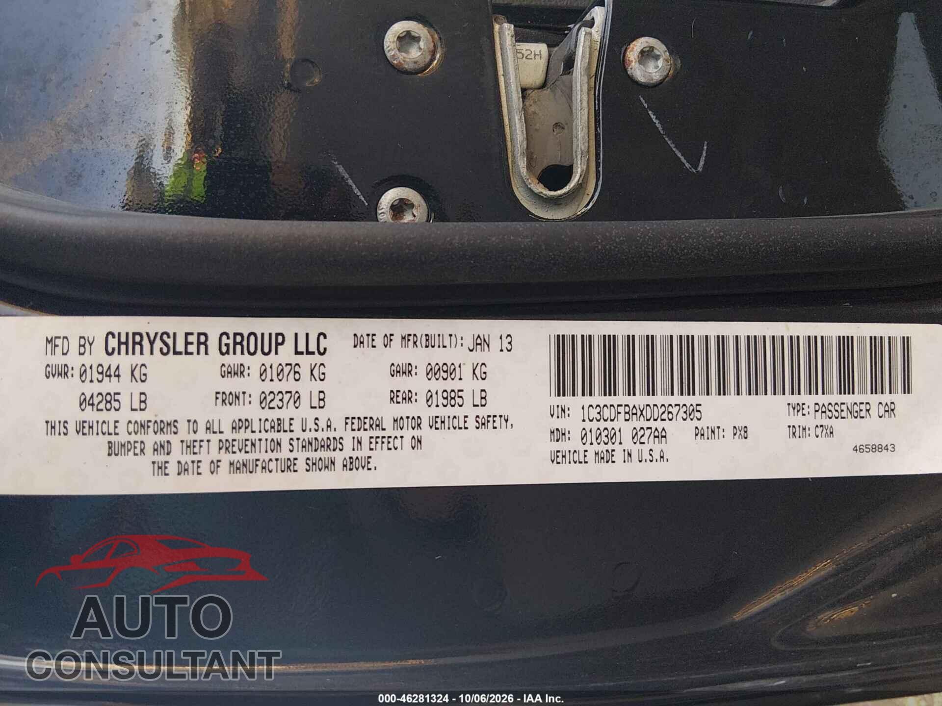 DODGE DART 2013 - 1C3CDFBAXDD267305