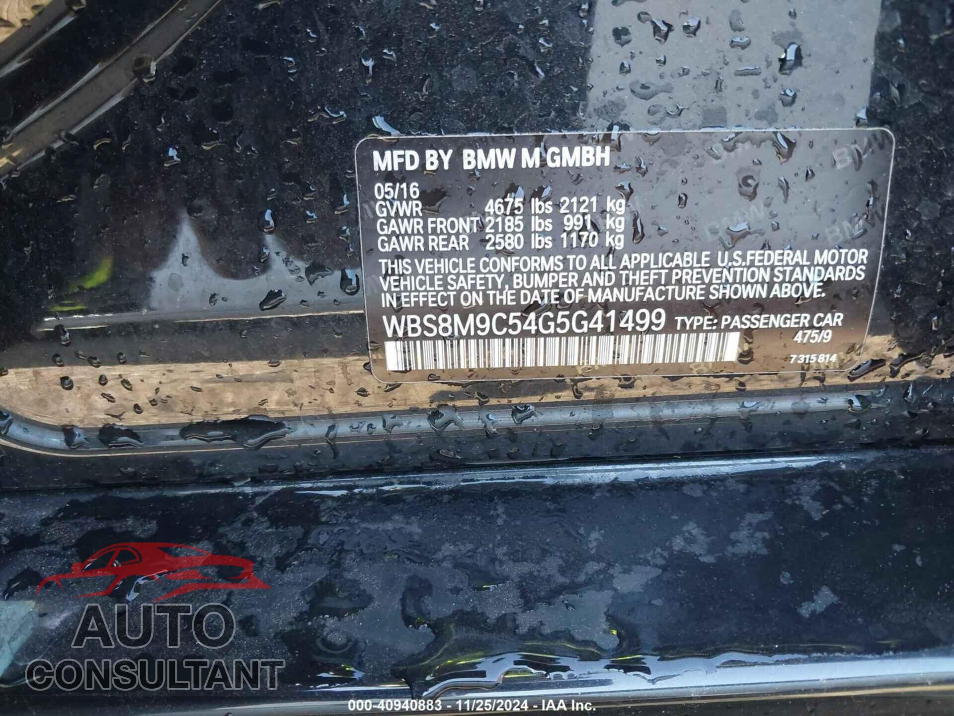 BMW M3 2016 - WBS8M9C54G5G41499