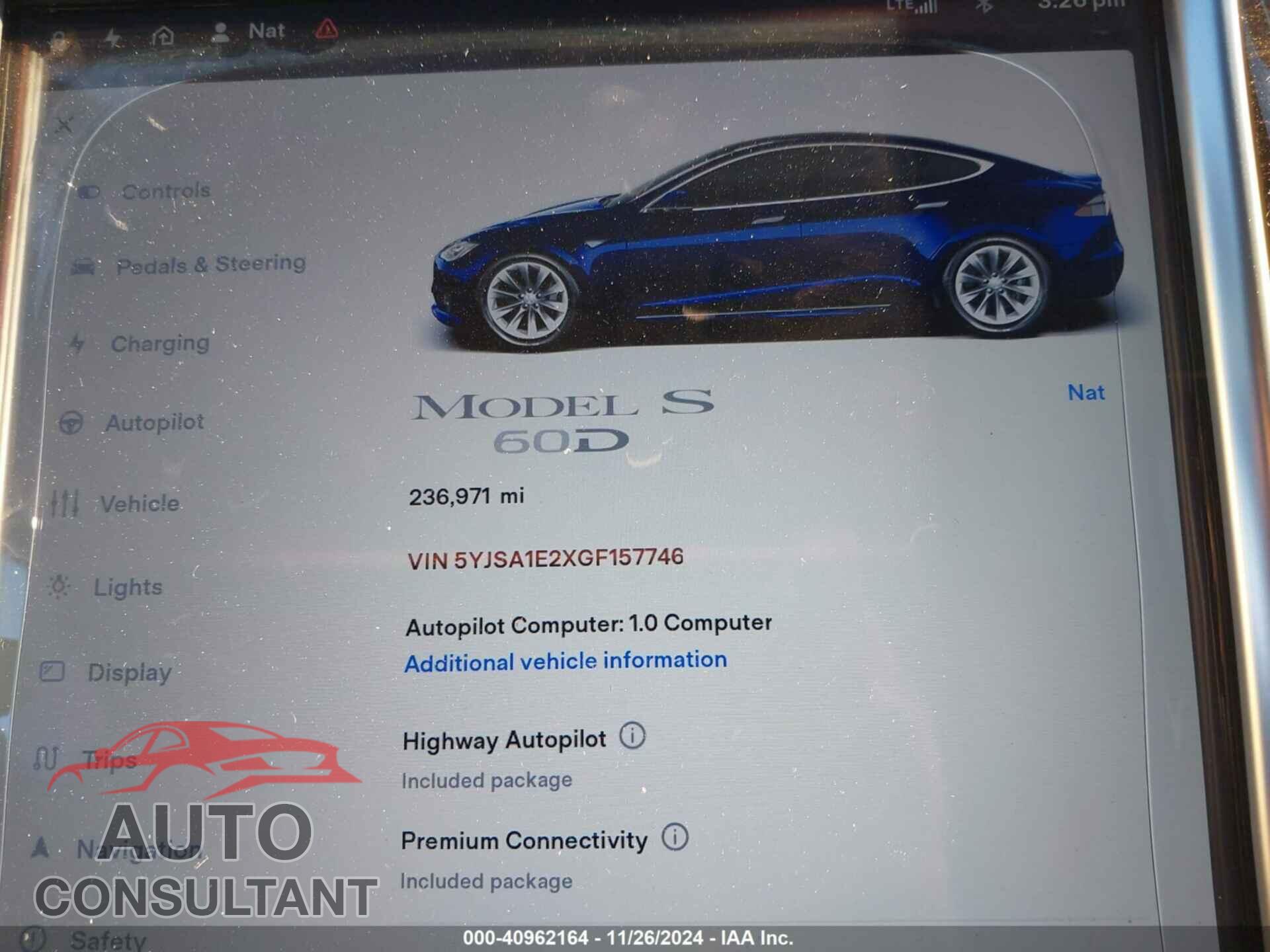 TESLA MODEL S 2016 - 5YJSA1E2XGF157746