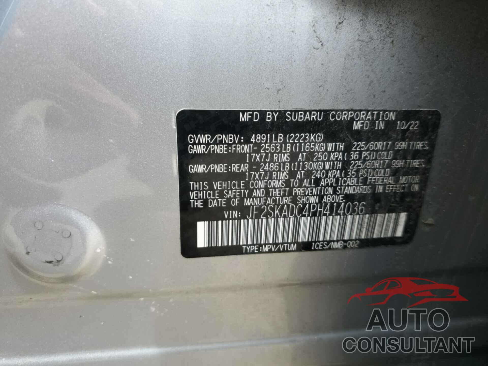 SUBARU FORESTER 2023 - JF2SKADC4PH414036