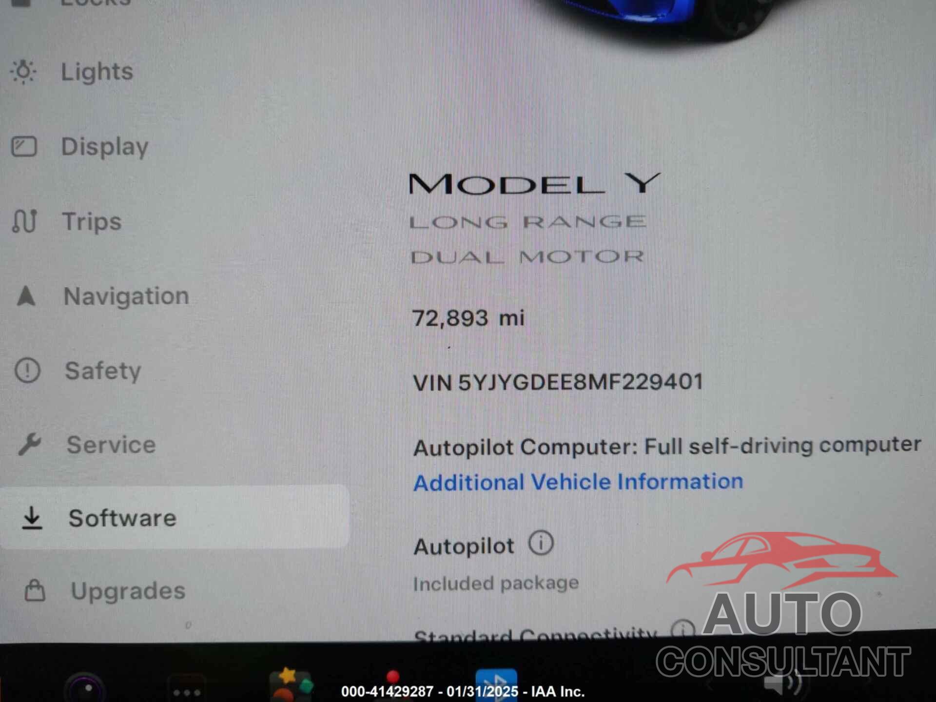 TESLA MODEL Y 2021 - 5YJYGDEE8MF229401