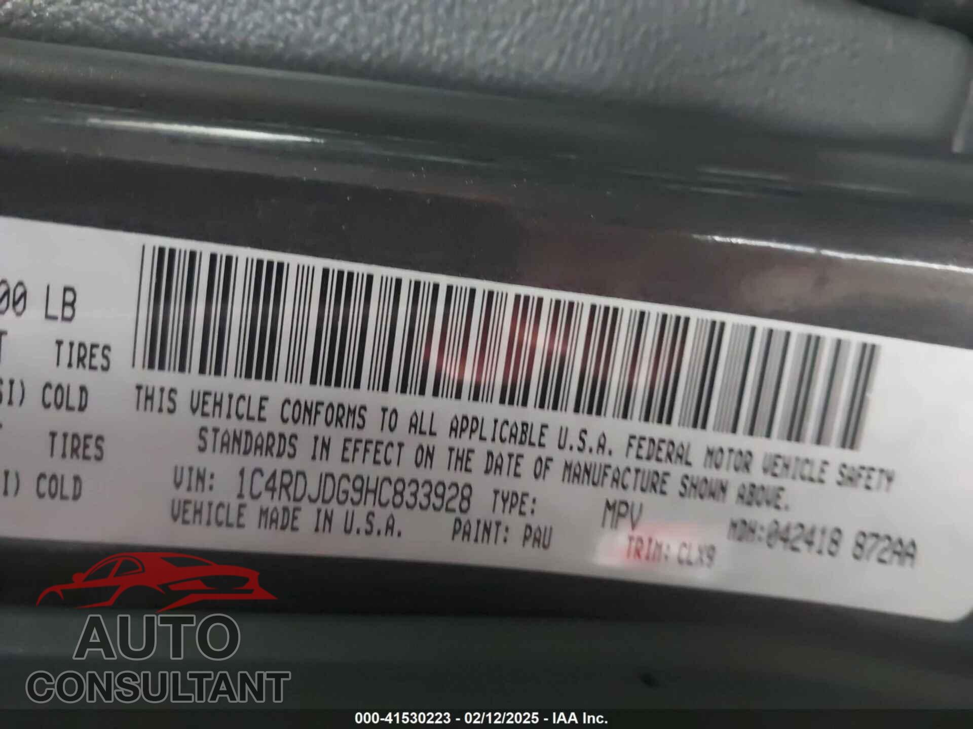 DODGE DURANGO 2017 - 1C4RDJDG9HC833928
