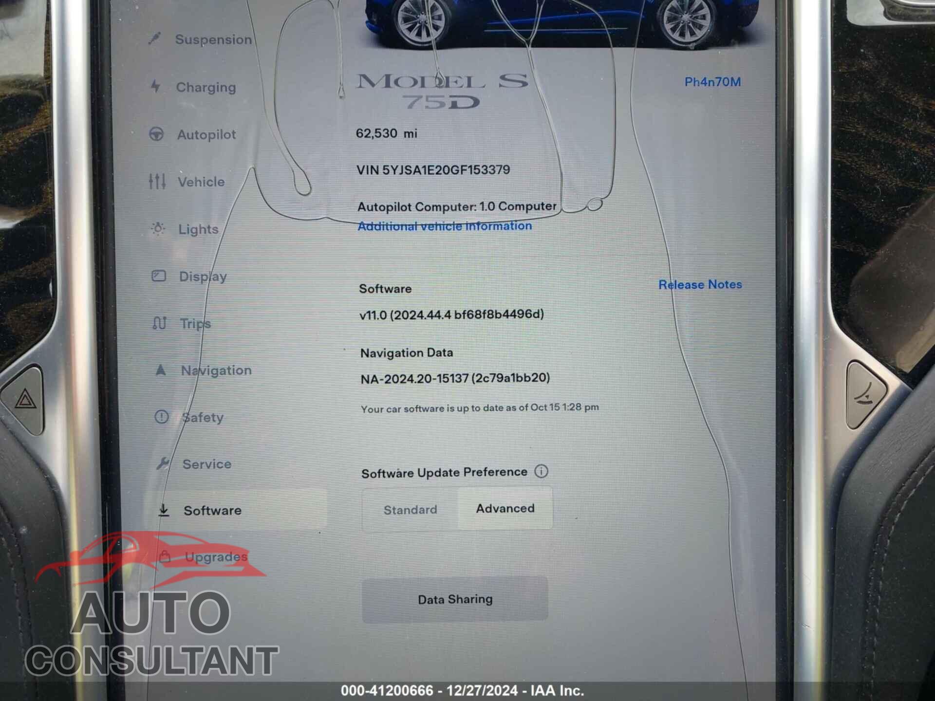 TESLA MODEL S 2016 - 5YJSA1E20GF153379