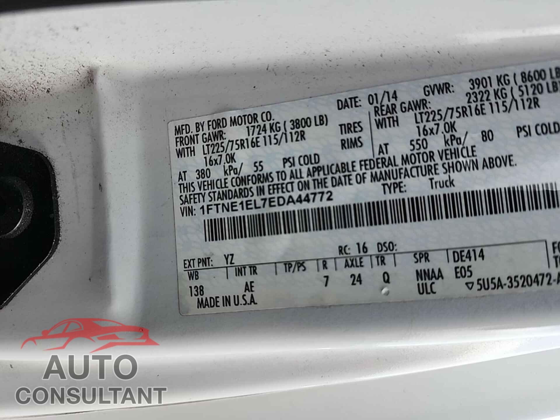 FORD E-150 2014 - 1FTNE1EL7EDA44772