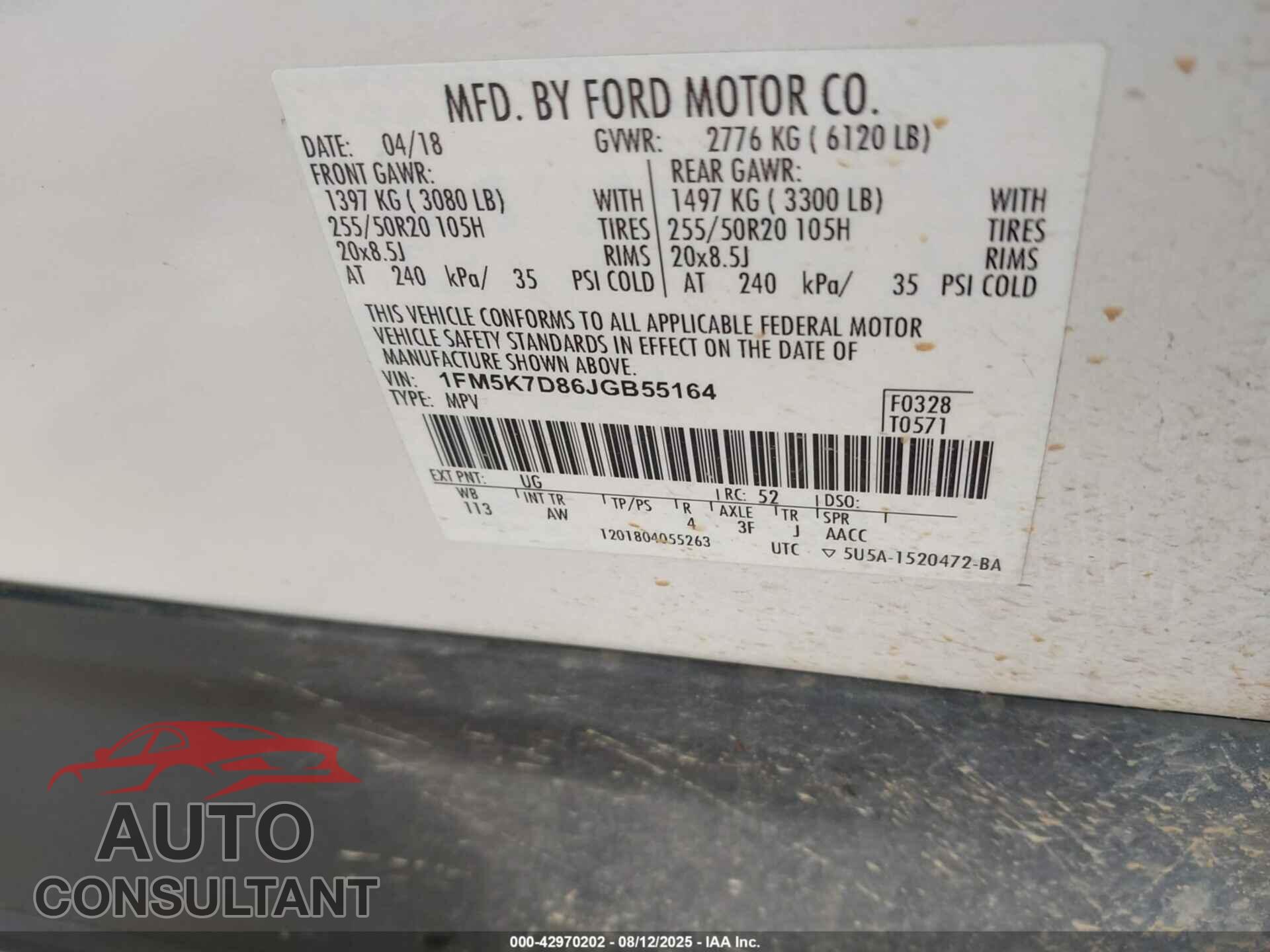 FORD EXPLORER 2018 - 1FM5K7D86JGB55164