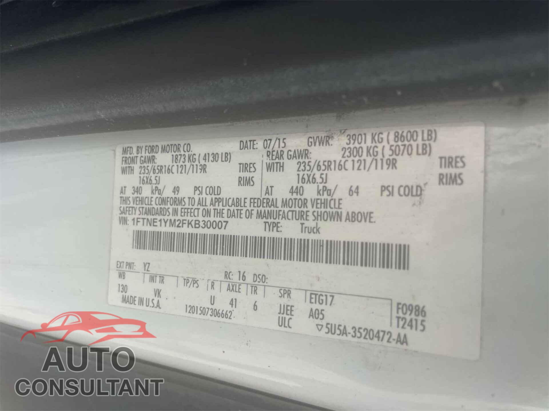 FORD TRANSIT-150 2015 - 1FTNE1YM2FKB30007