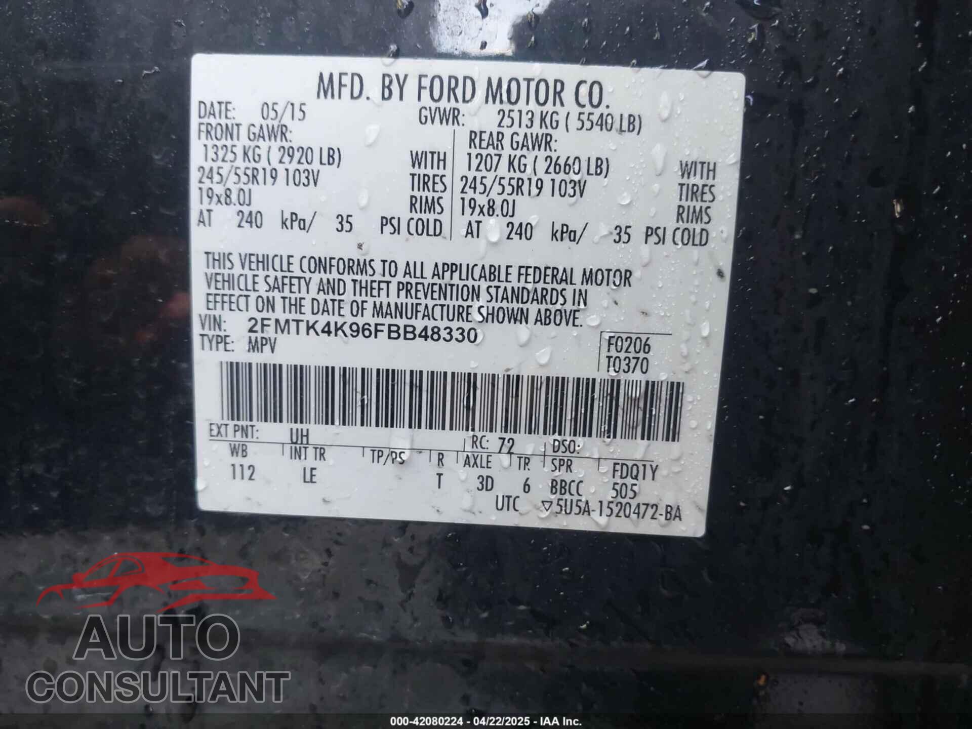 FORD EDGE 2015 - 2FMTK4K96FBB48330