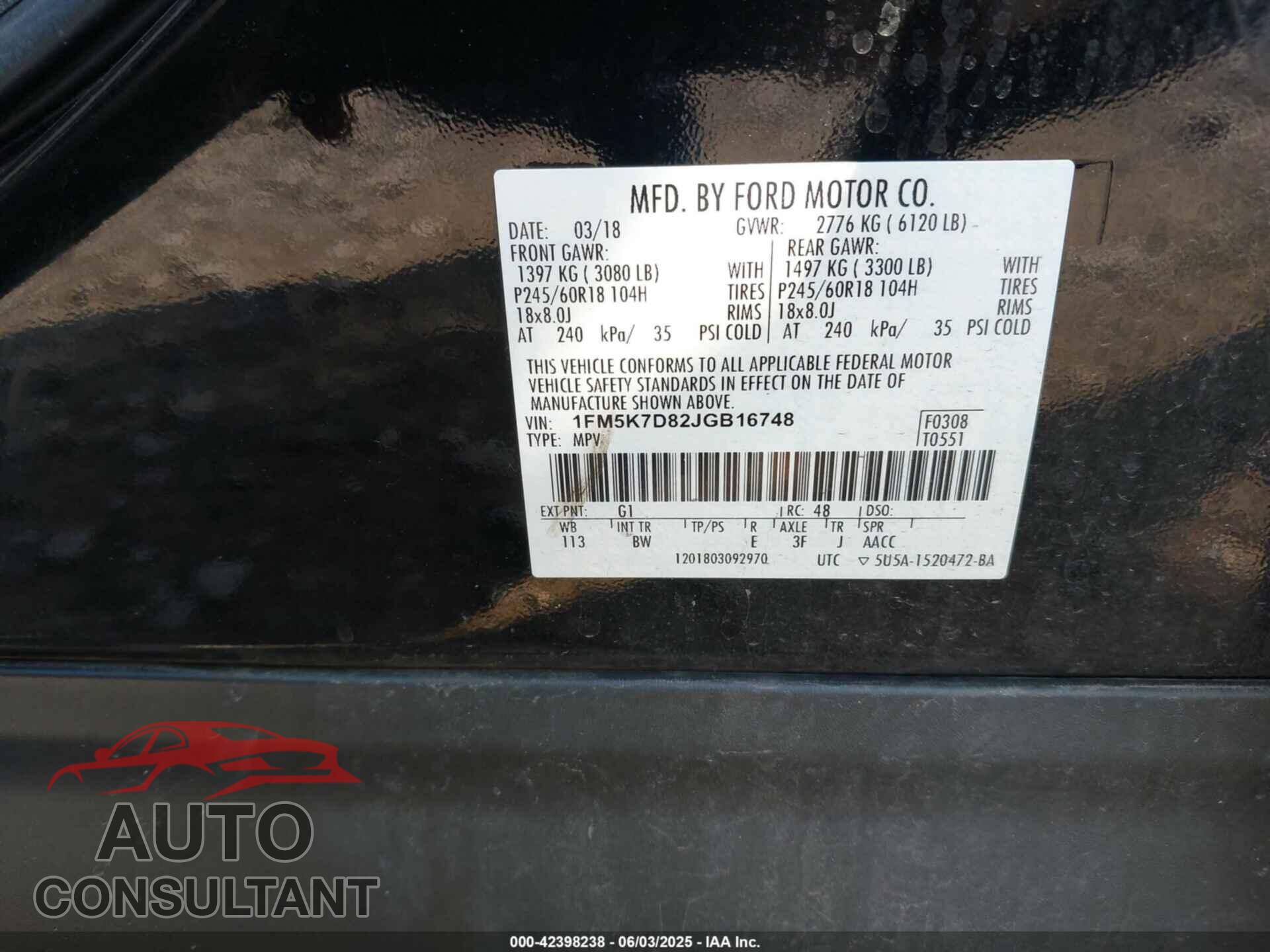 FORD EXPLORER 2018 - 1FM5K7D82JGB16748