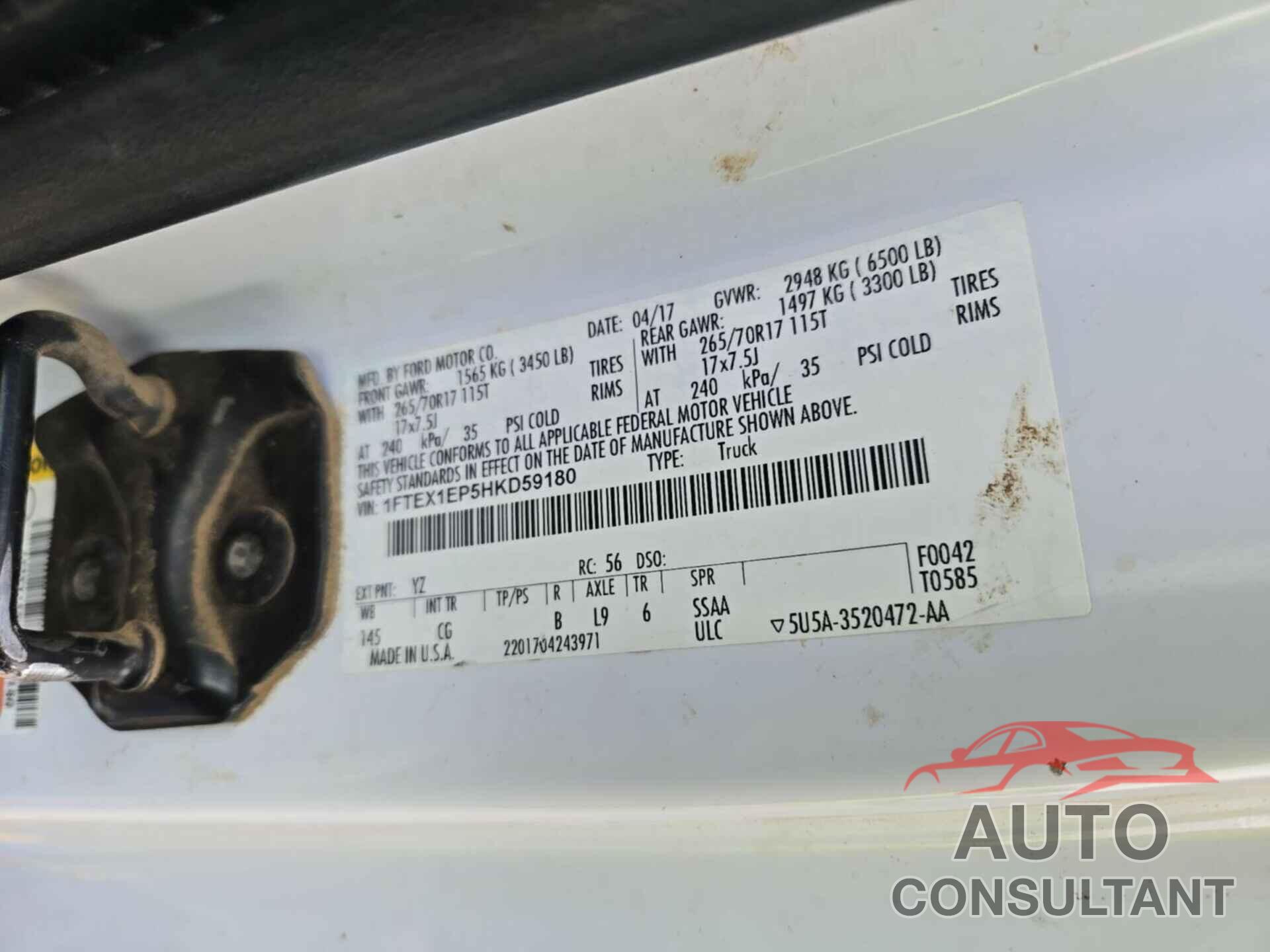 FORD F150 2017 - 1FTEX1EP5HKD59180