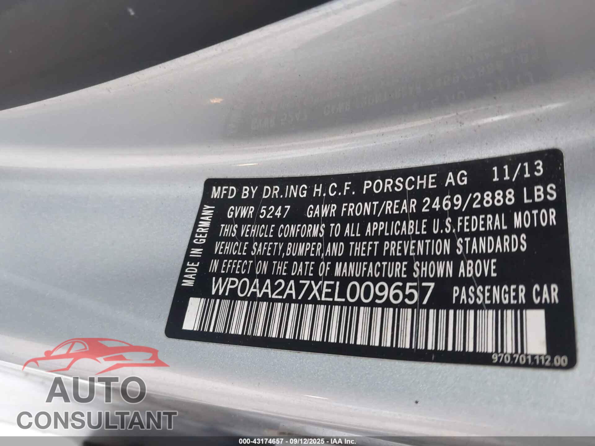 PORSCHE PANAMERA 2014 - WP0AA2A7XEL009657