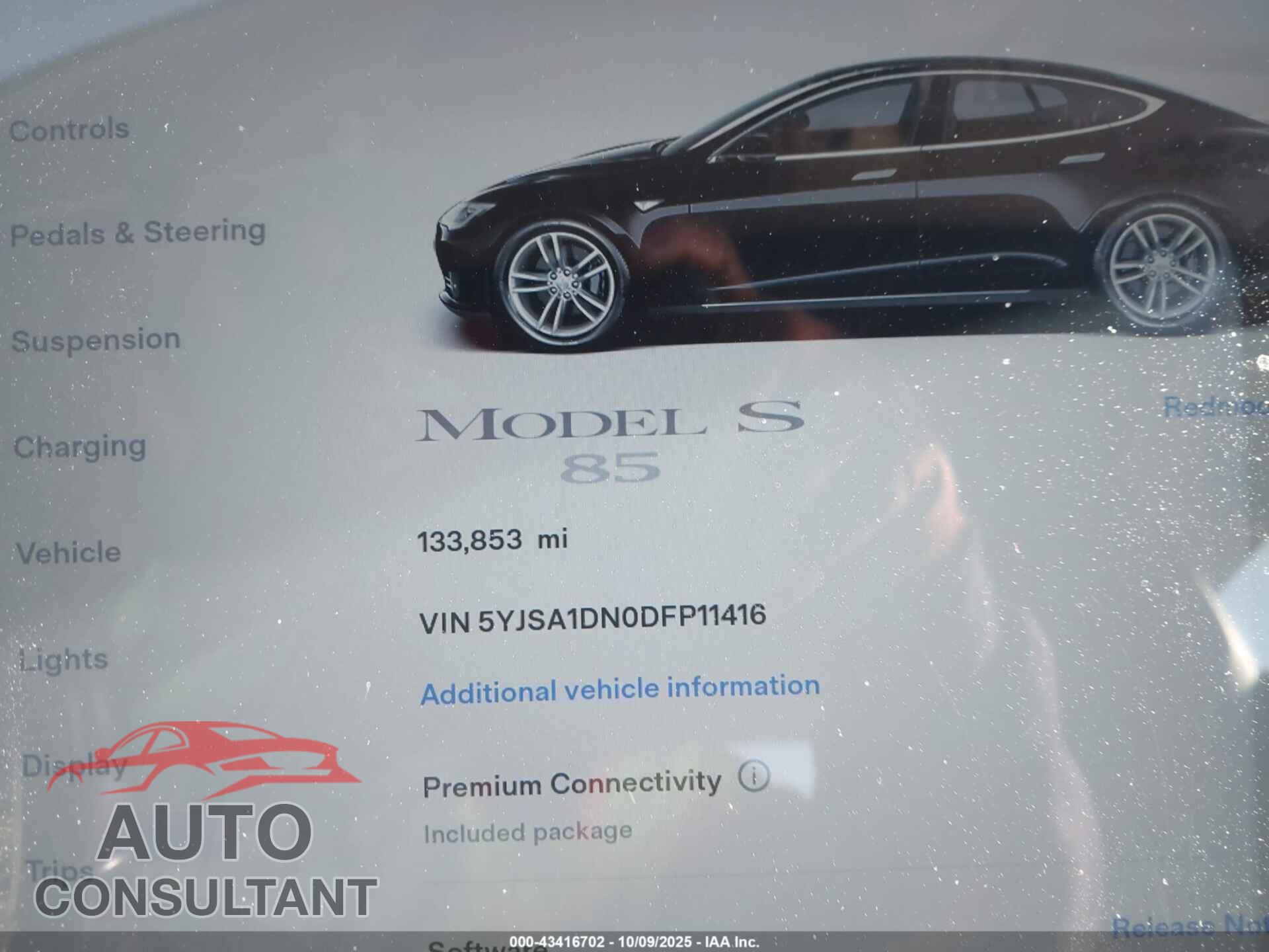 TESLA MODEL S 2013 - 5YJSA1DN0DFP11416