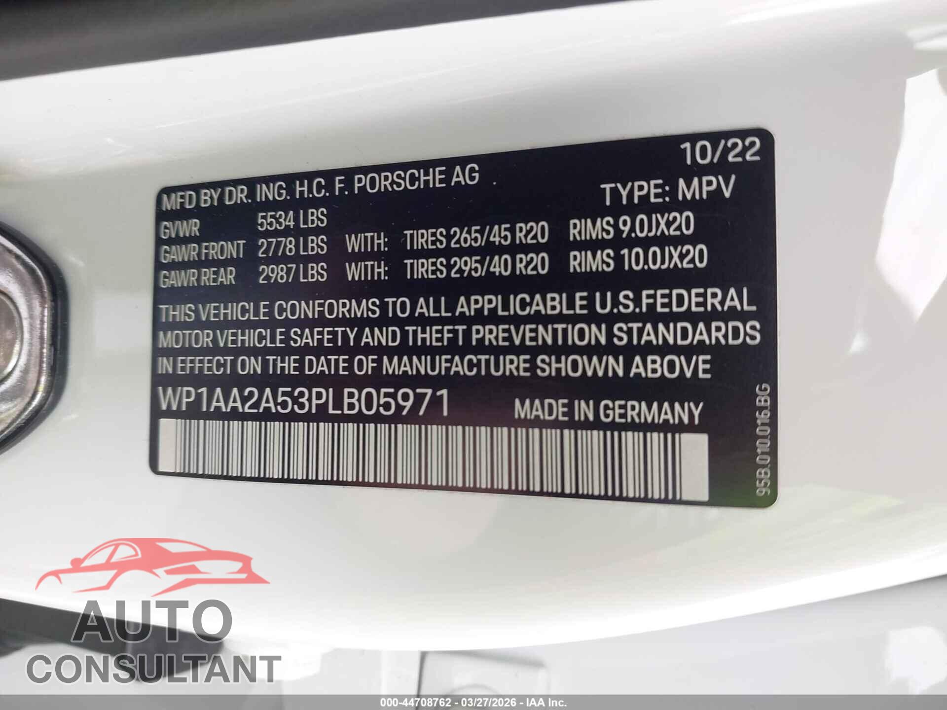 PORSCHE MACAN 2023 - WP1AA2A53PLB05971