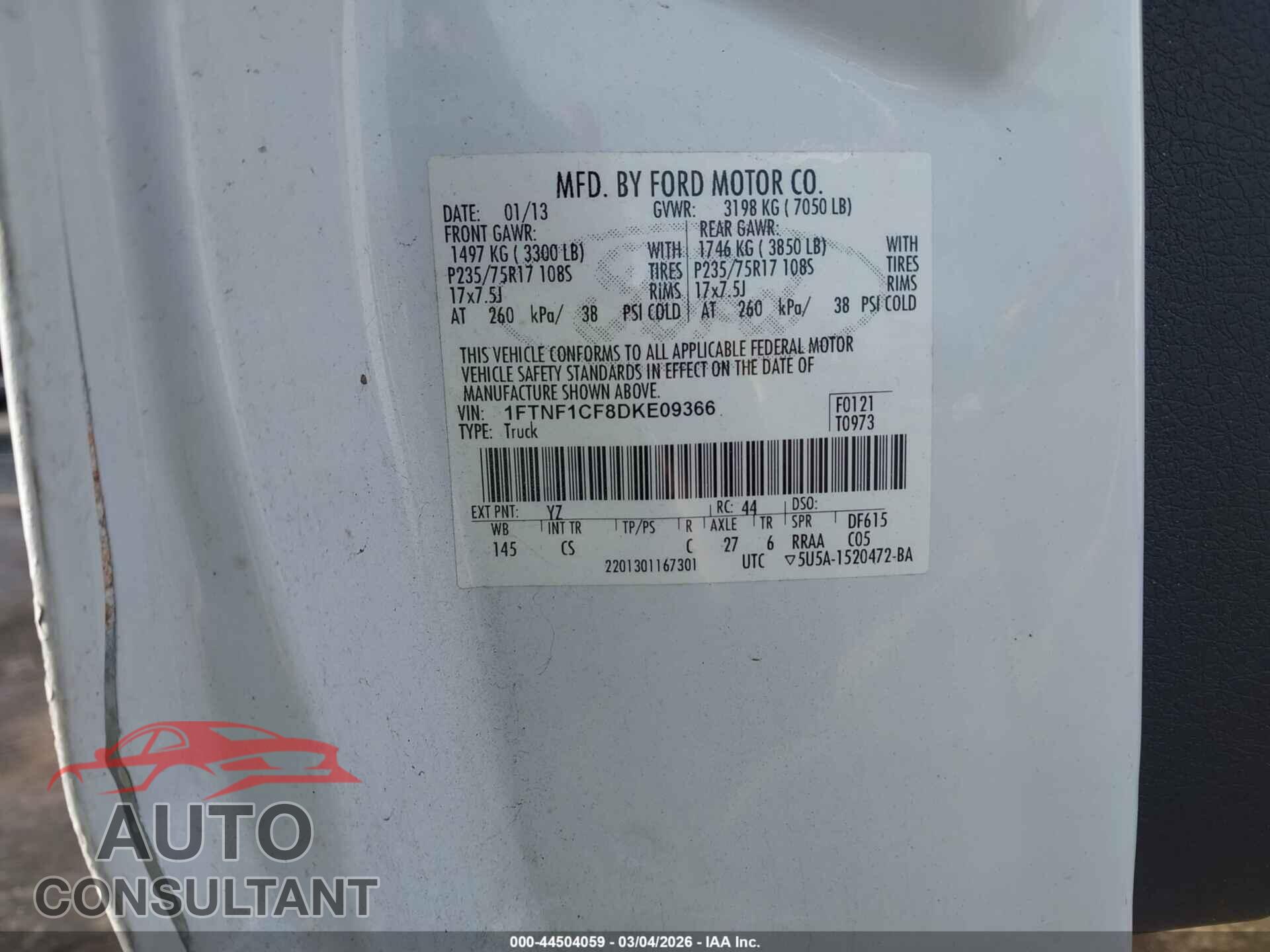 FORD F-150 2013 - 1FTNF1CF8DKE09366