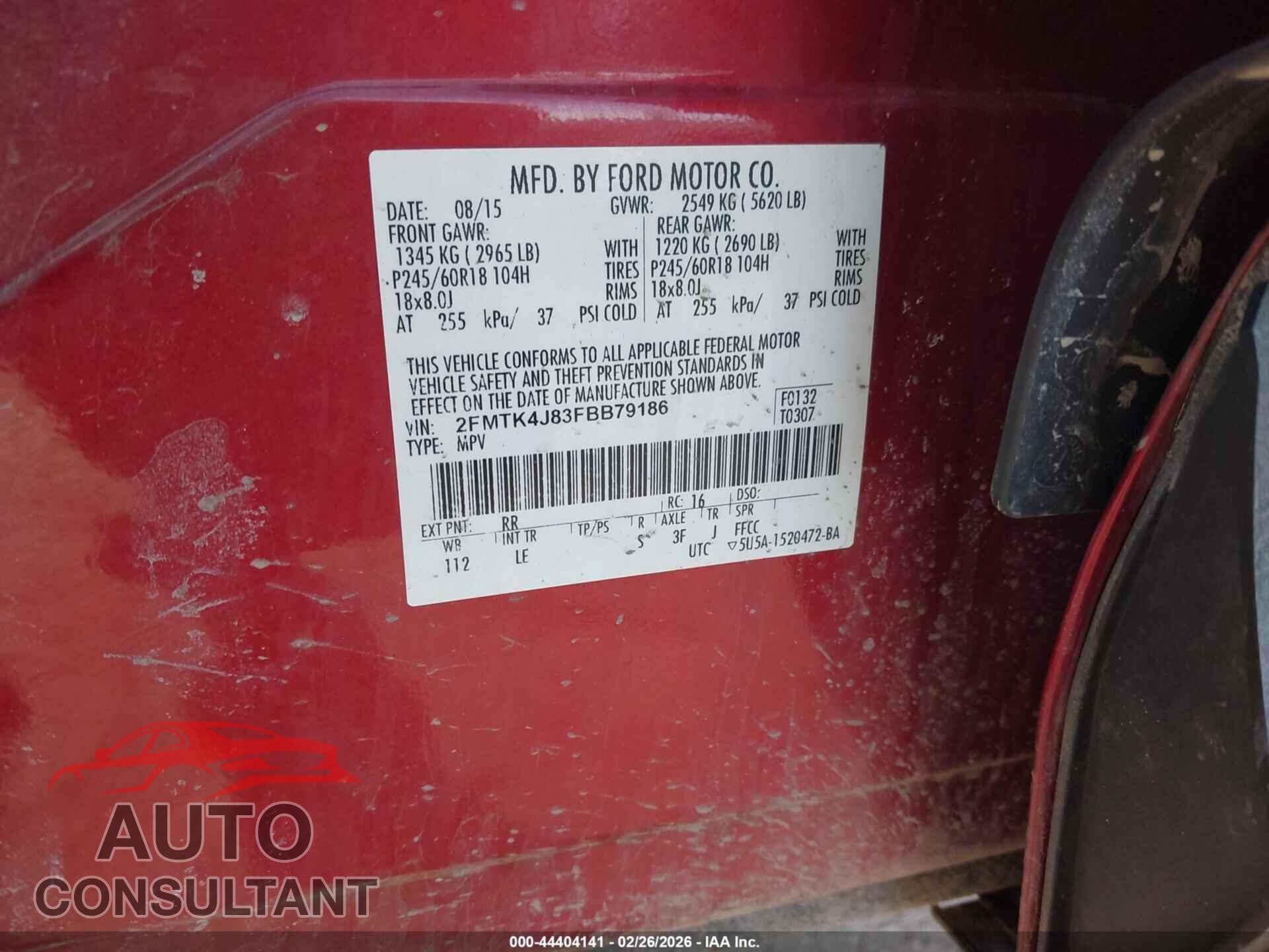 FORD EDGE 2015 - 2FMTK4J83FBB79186