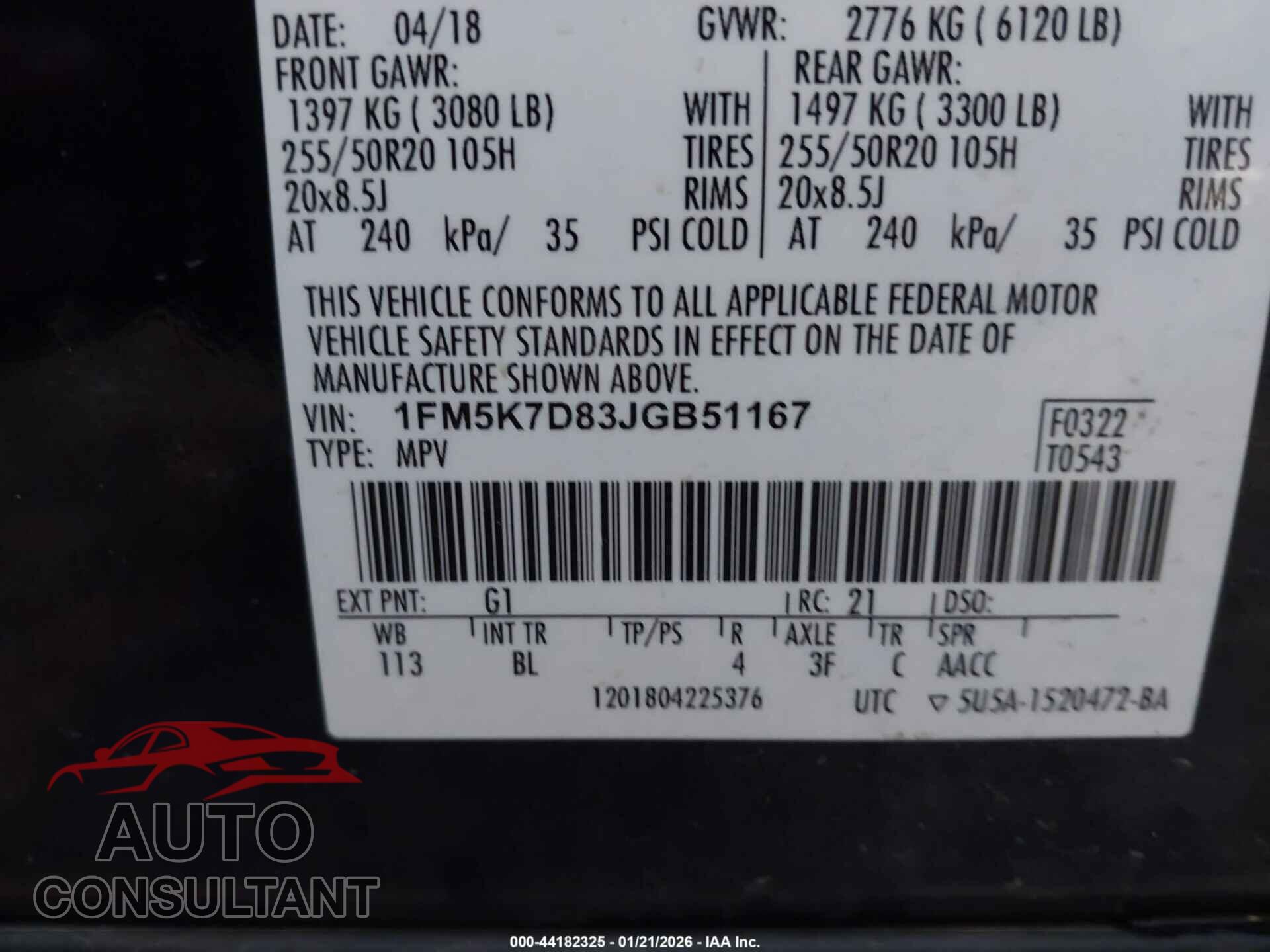 FORD EXPLORER 2018 - 1FM5K7D83JGB51167
