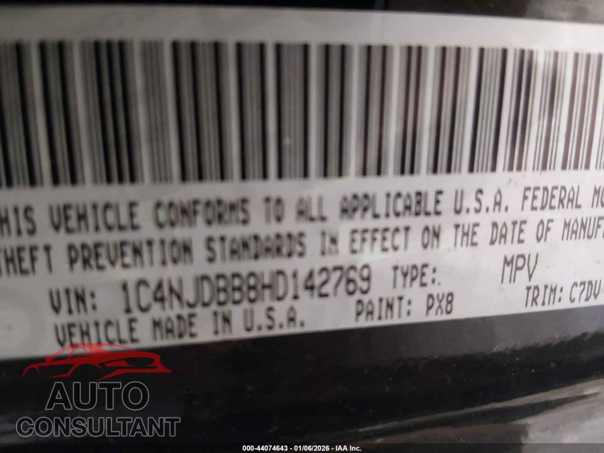 JEEP COMPASS 2017 - 1C4NJDBB8HD142769