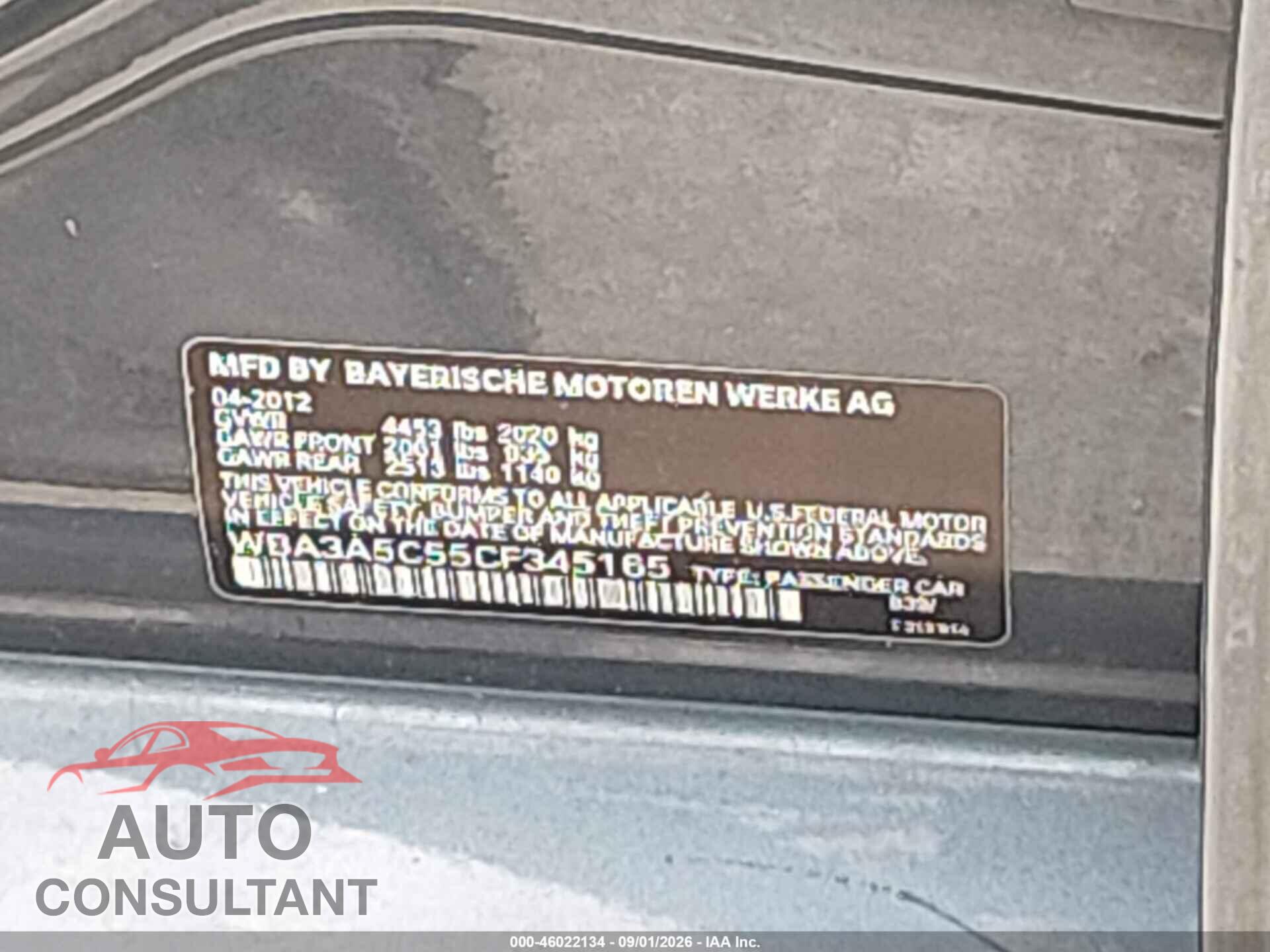 BMW 328I 2012 - WBA3A5C55CF345165