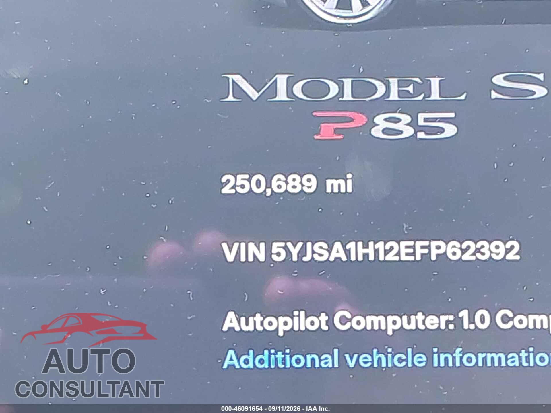 TESLA MODEL S 2014 - 5YJSA1H12EFP62392