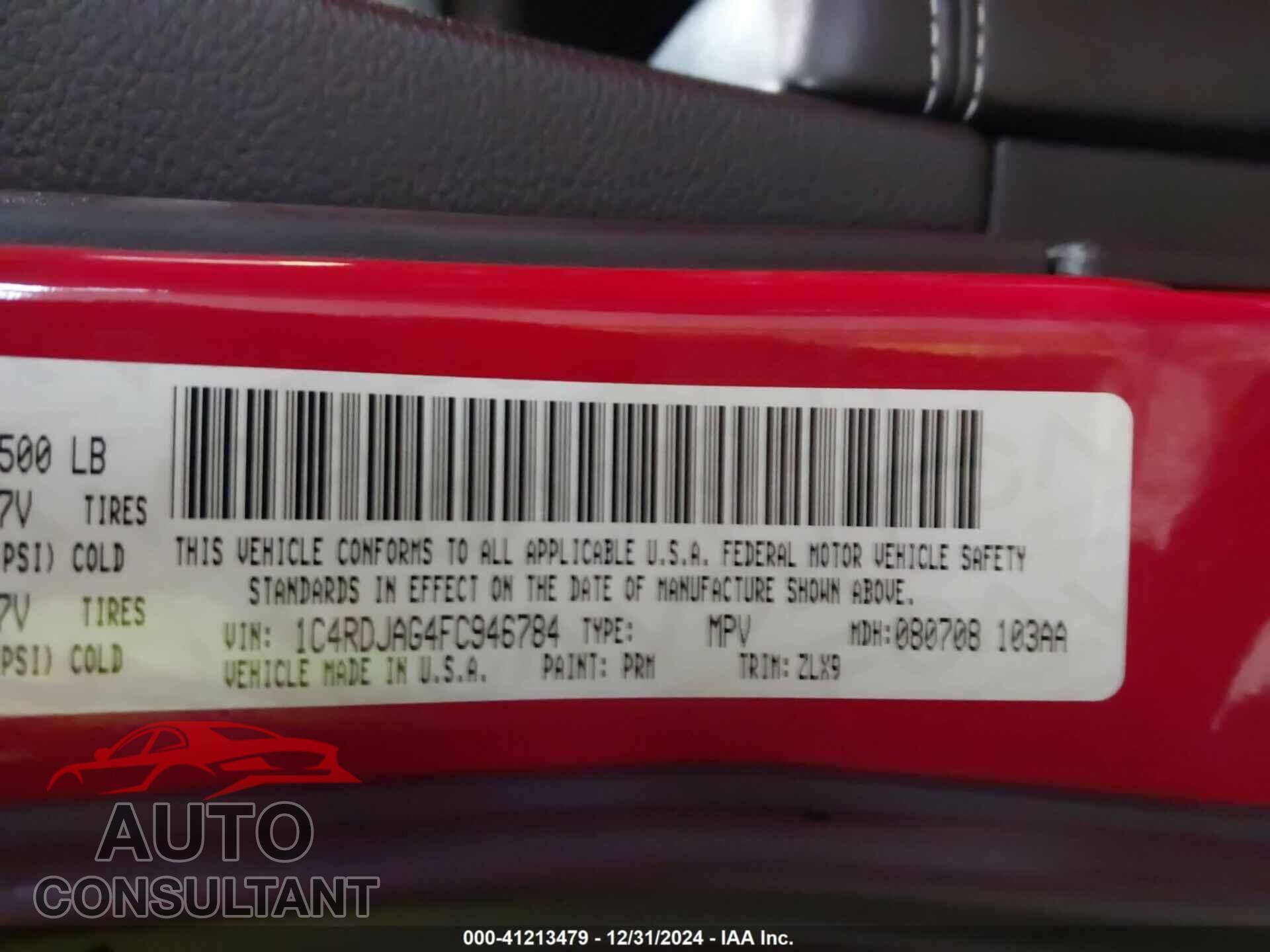 DODGE DURANGO 2015 - 1C4RDJAG4FC946784