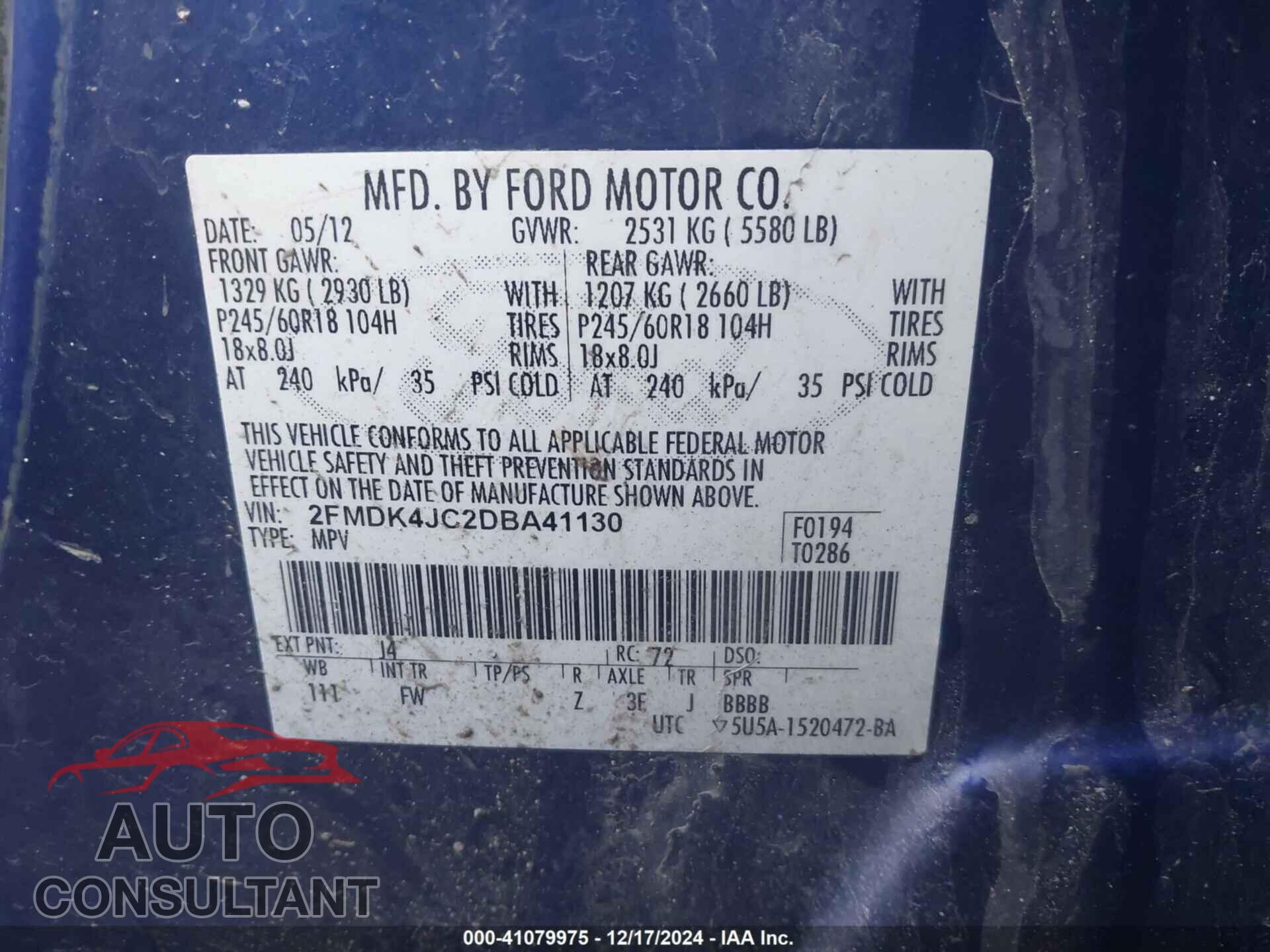 FORD EDGE 2013 - 2FMDK4JC2DBA41130
