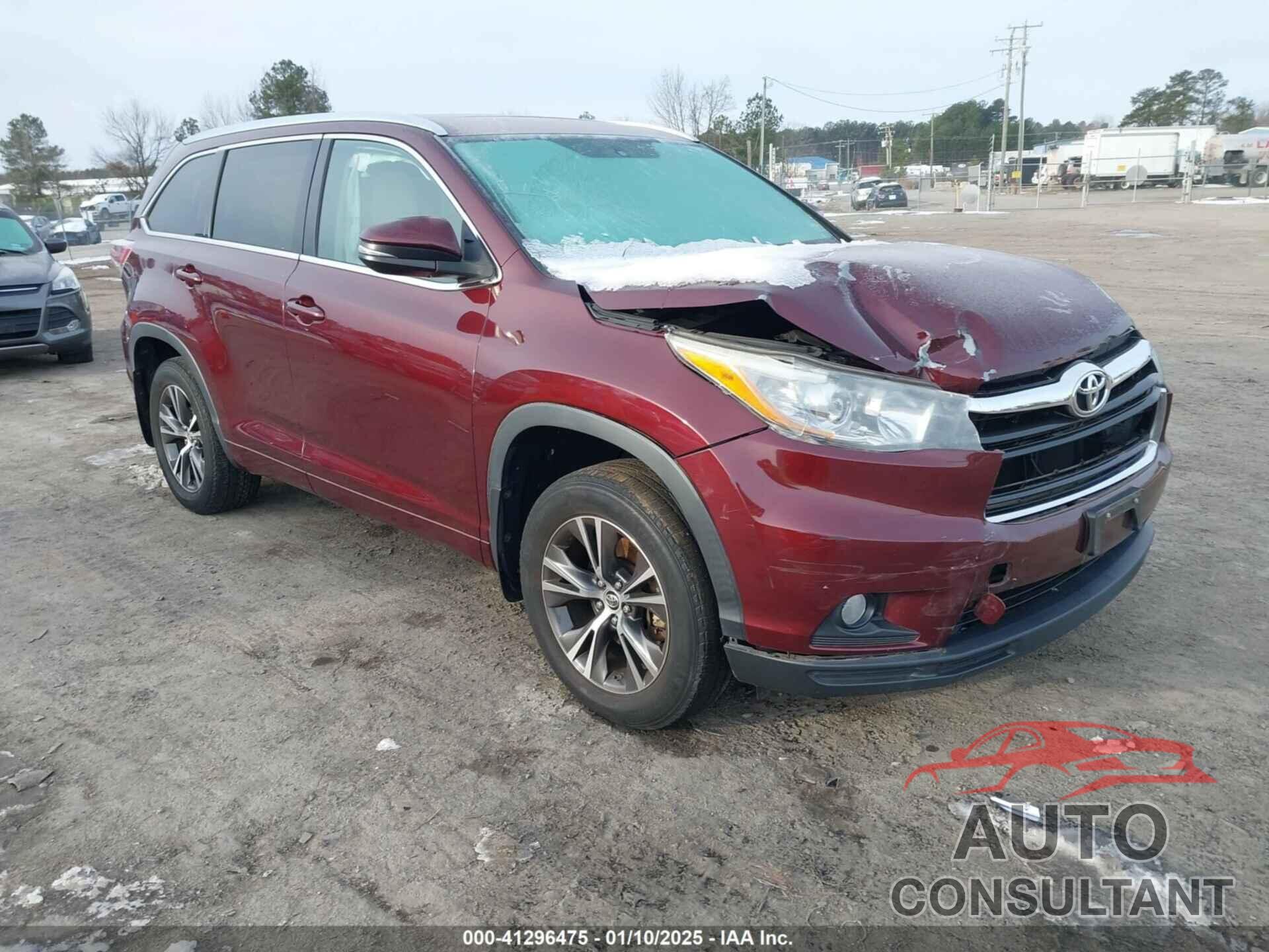 TOYOTA HIGHLANDER 2016 - 5TDJKRFH4GS280738