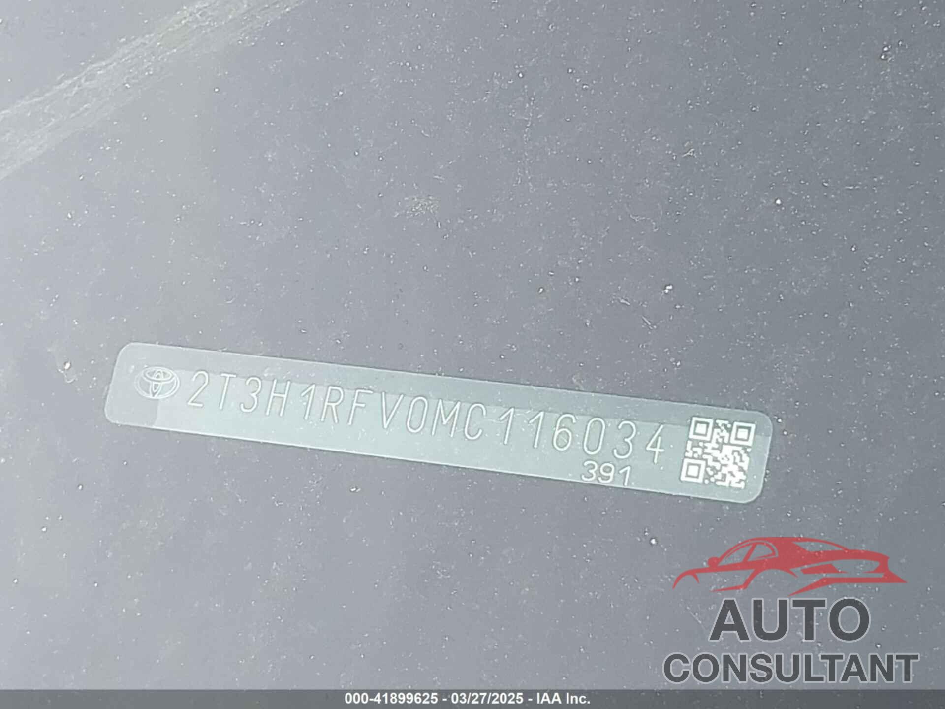 TOYOTA RAV4 2021 - 2T3H1RFV0MC116034