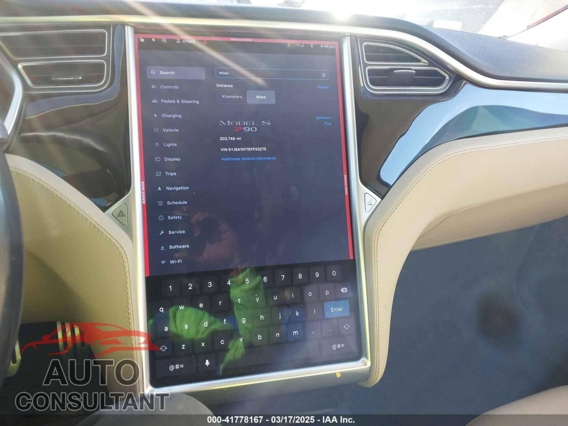 TESLA MODEL S 2014 - 5YJSA1H17EFP33275