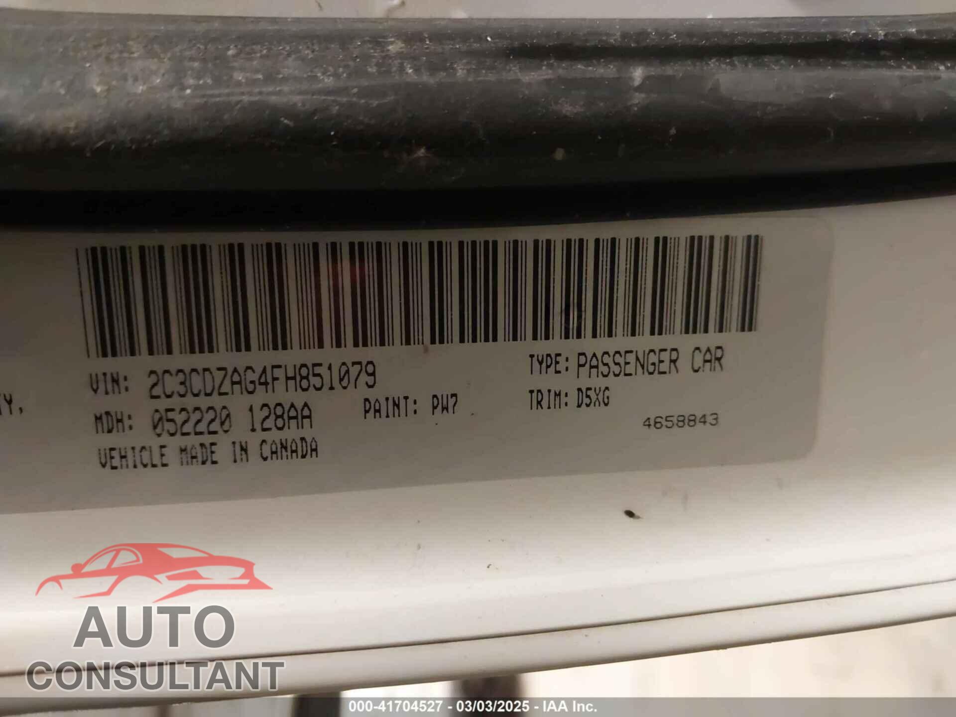 DODGE CHALLENGER 2015 - 2C3CDZAG4FH851079