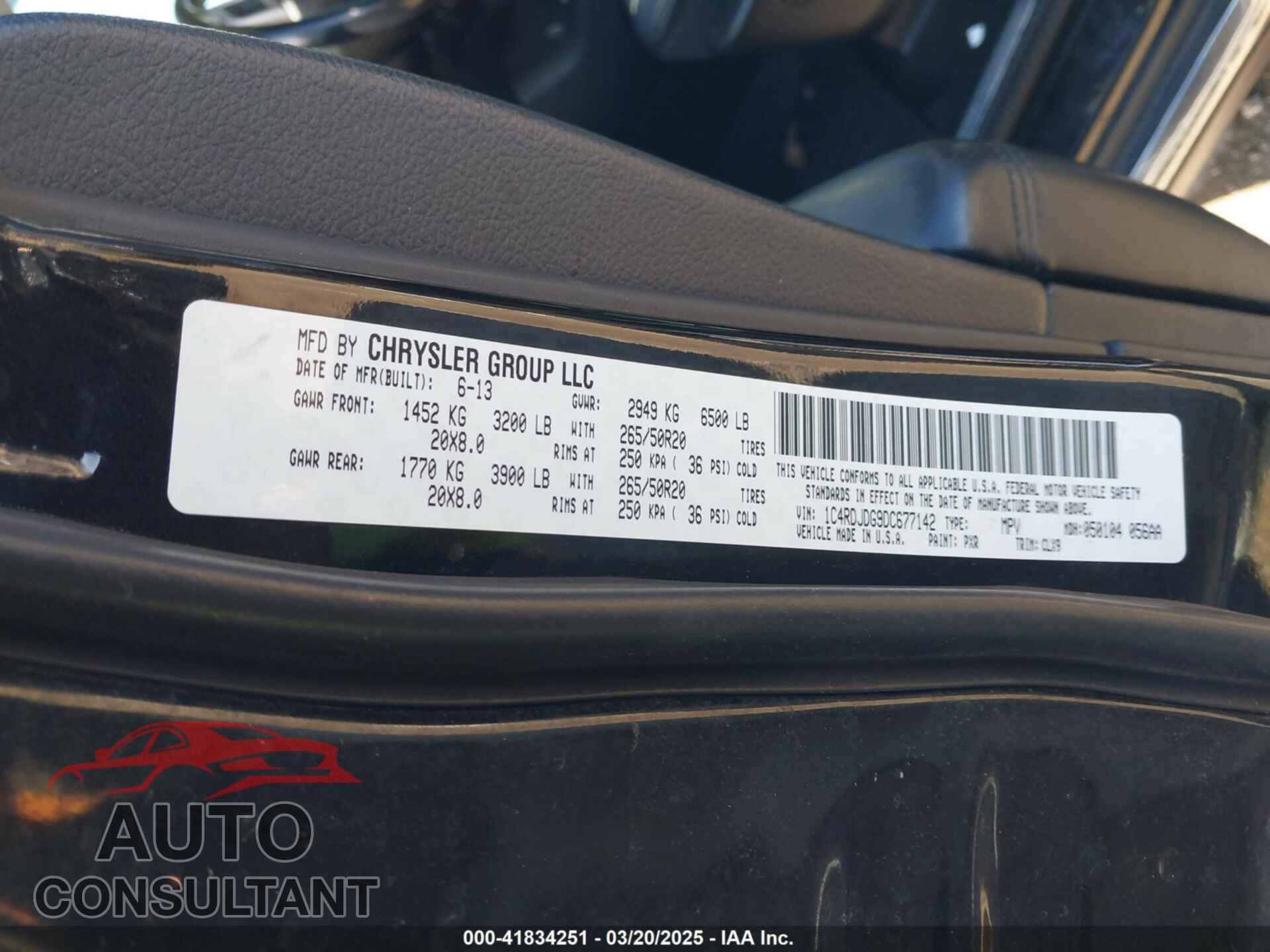 DODGE DURANGO 2013 - 1C4RDJDG9DC677142