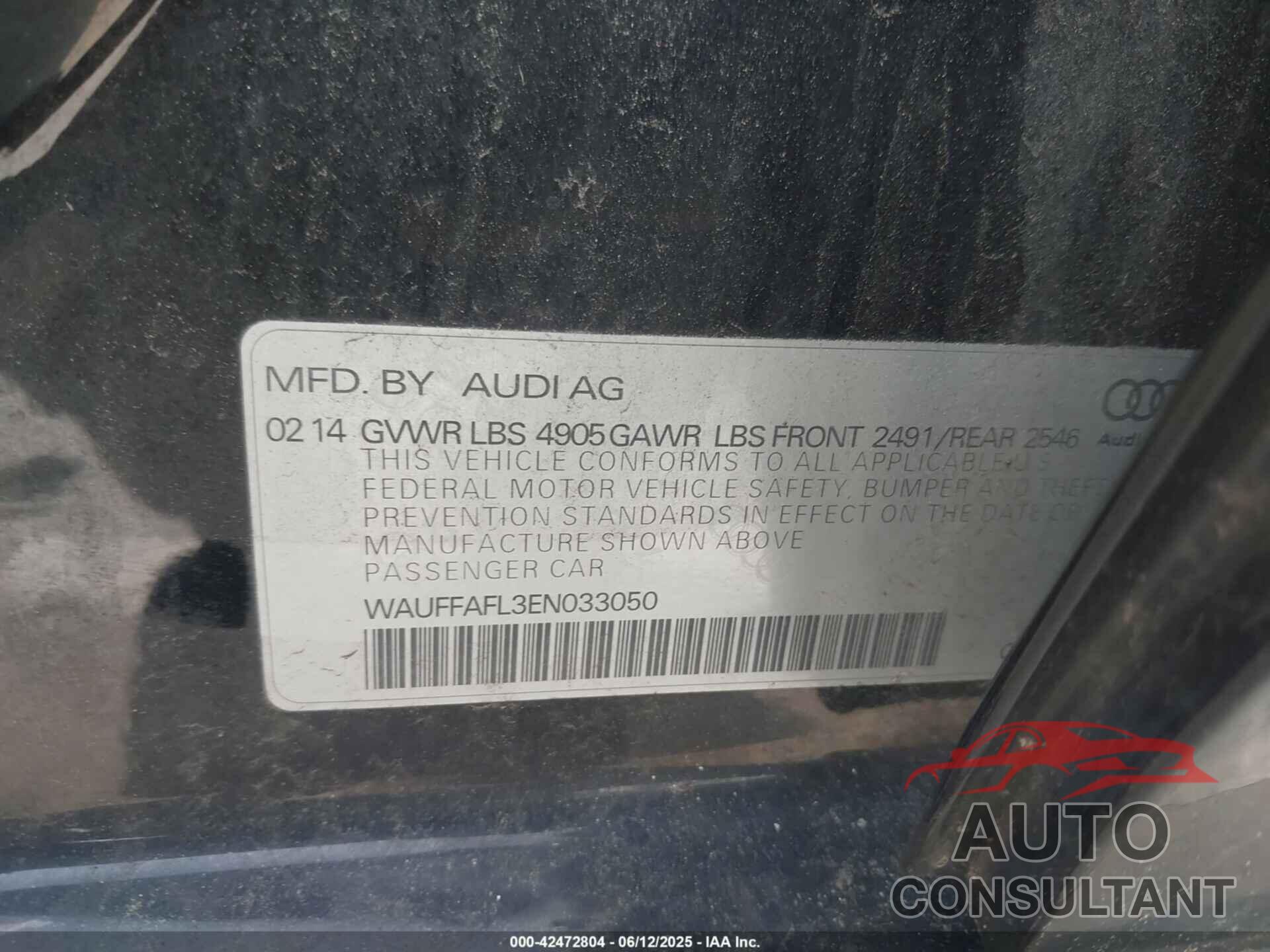 AUDI A4 2014 - WAUFFAFL3EN033050