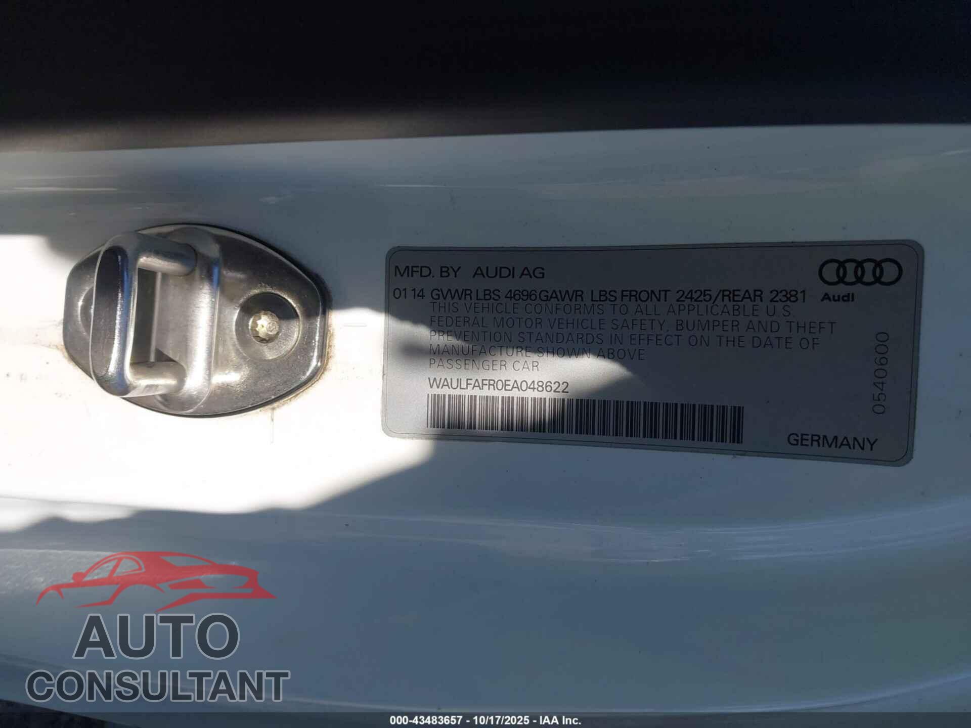 AUDI A5 2014 - WAULFAFR0E1048622