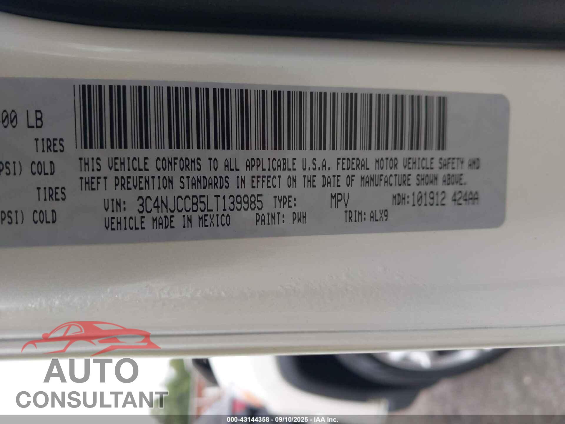 JEEP COMPASS 2020 - 3C4NJCCB5LT139985