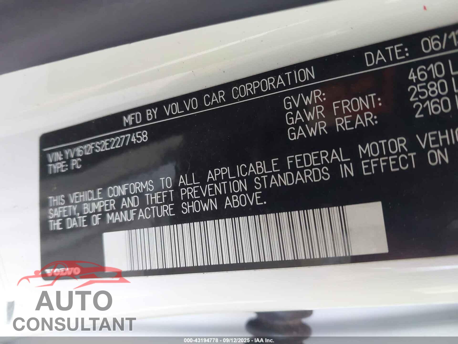 VOLVO S60 2014 - YV1612FS2E2277458