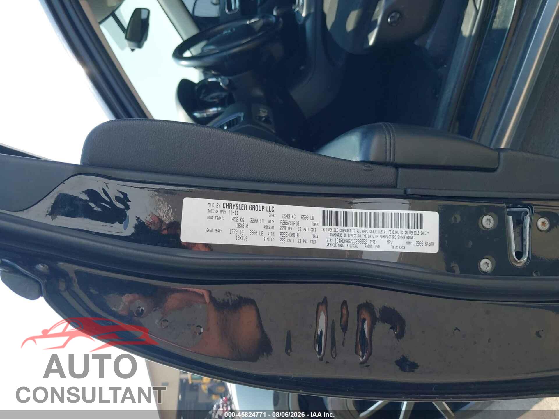 DODGE DURANGO 2012 - 1C4RDHAG7CC206652