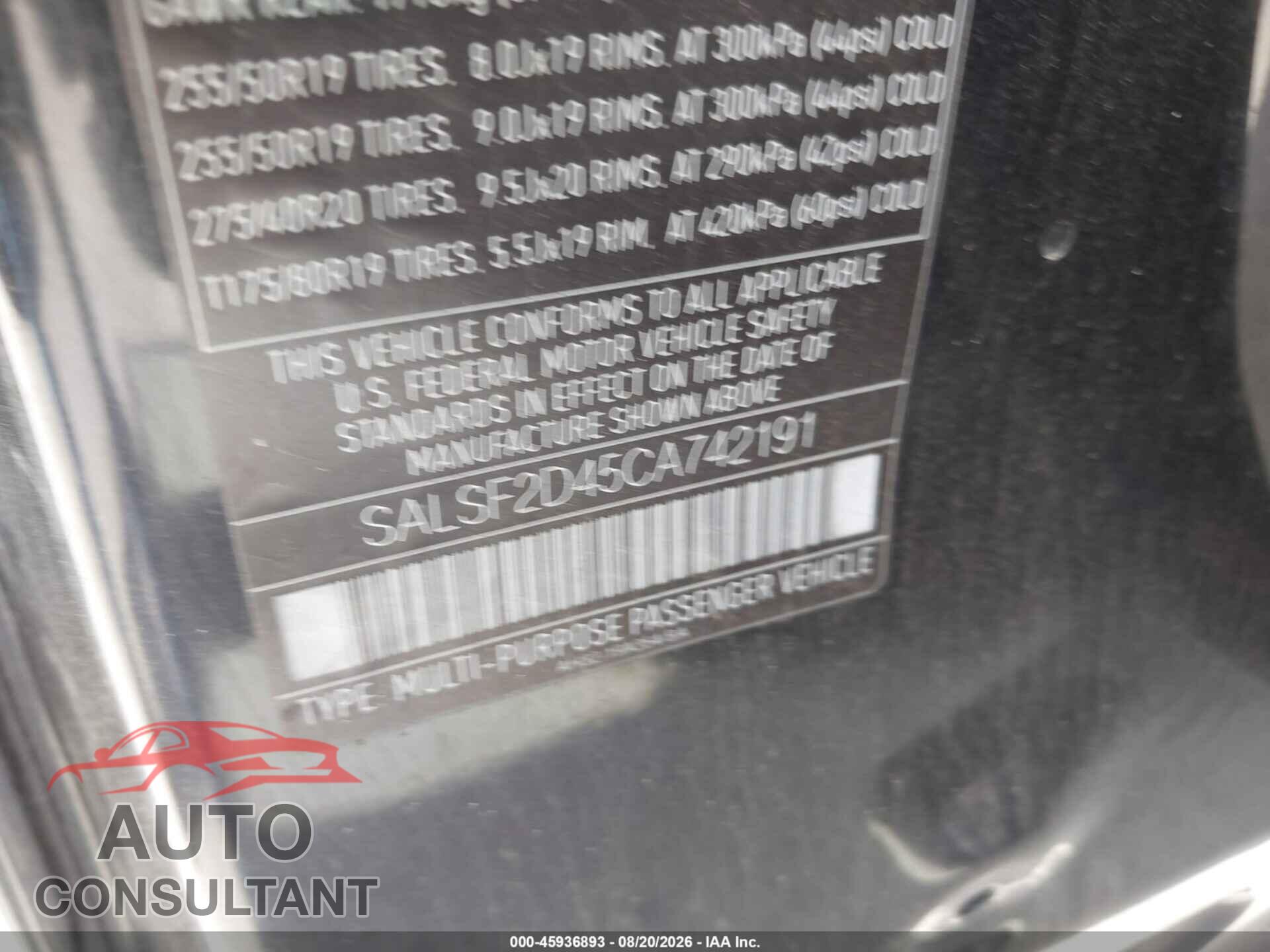 LAND ROVER RANGE ROVER SPORT 2012 - SALSF2D45CA742191
