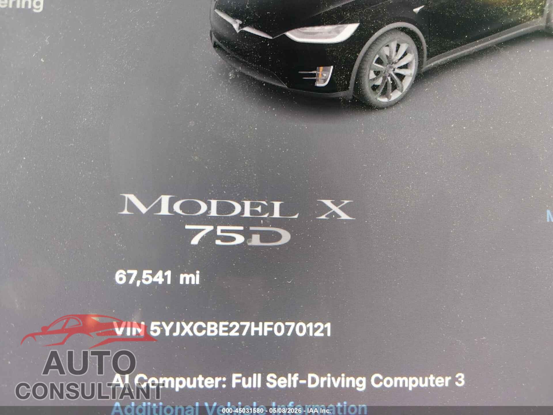 TESLA MODEL X 2017 - 5YJXCBE27HF070121