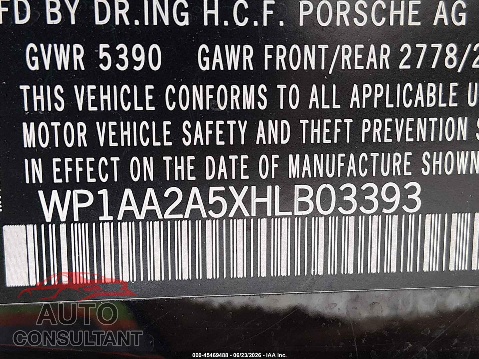 PORSCHE MACAN 2017 - WP1AA2A5XHLB03393