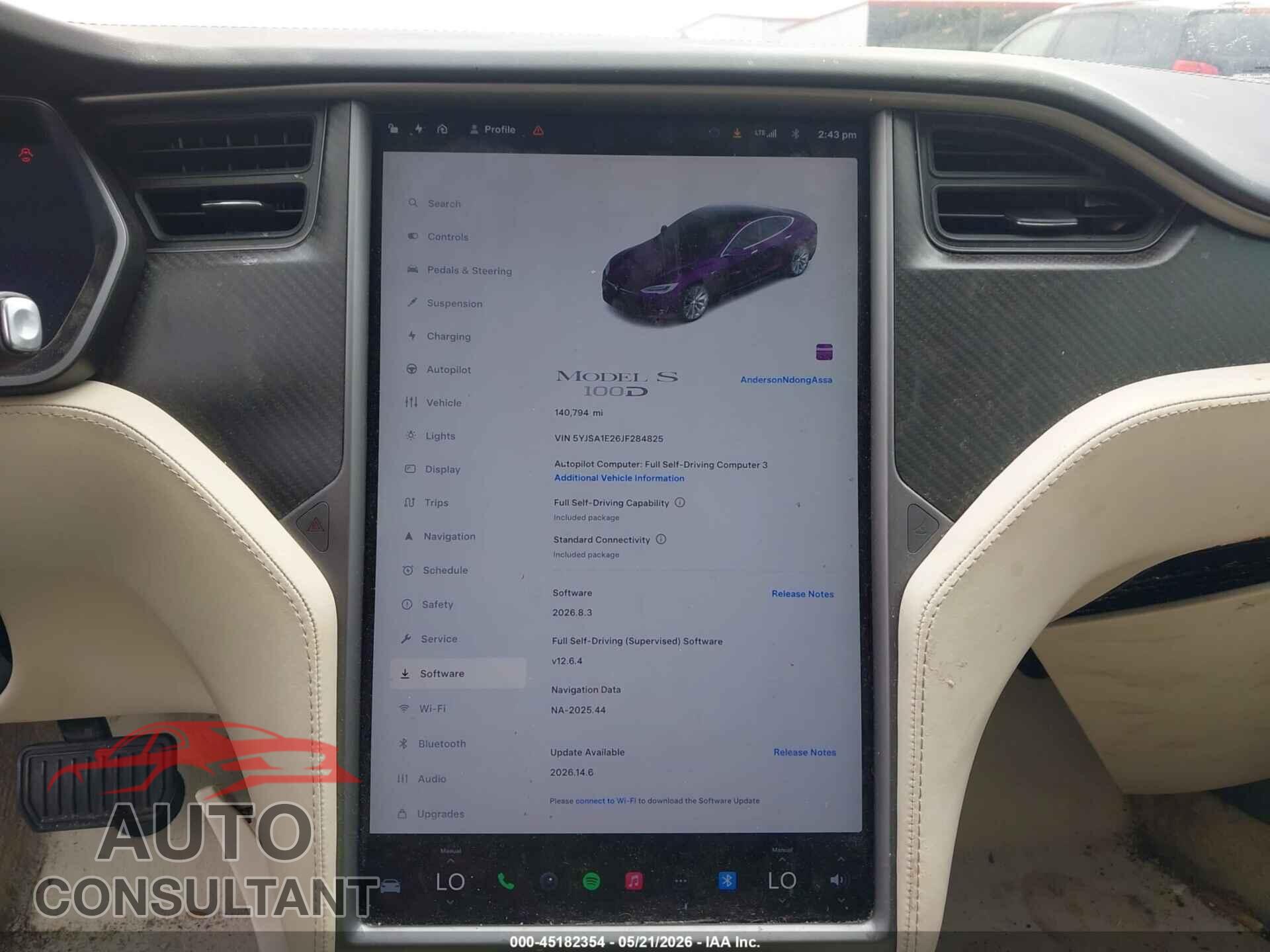TESLA MODEL S 2018 - 5YJSA1E26JF284825