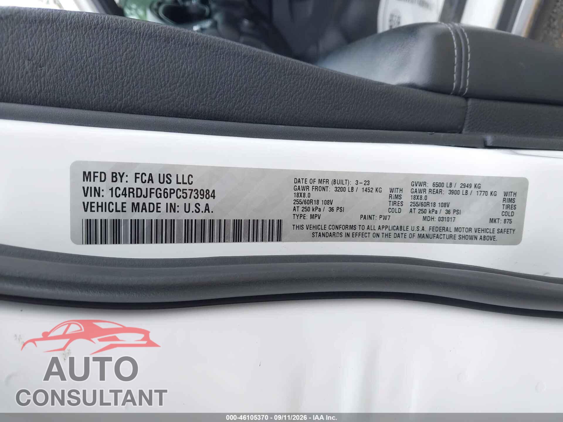DODGE DURANGO 2023 - 1C4RDJFG6PC573984