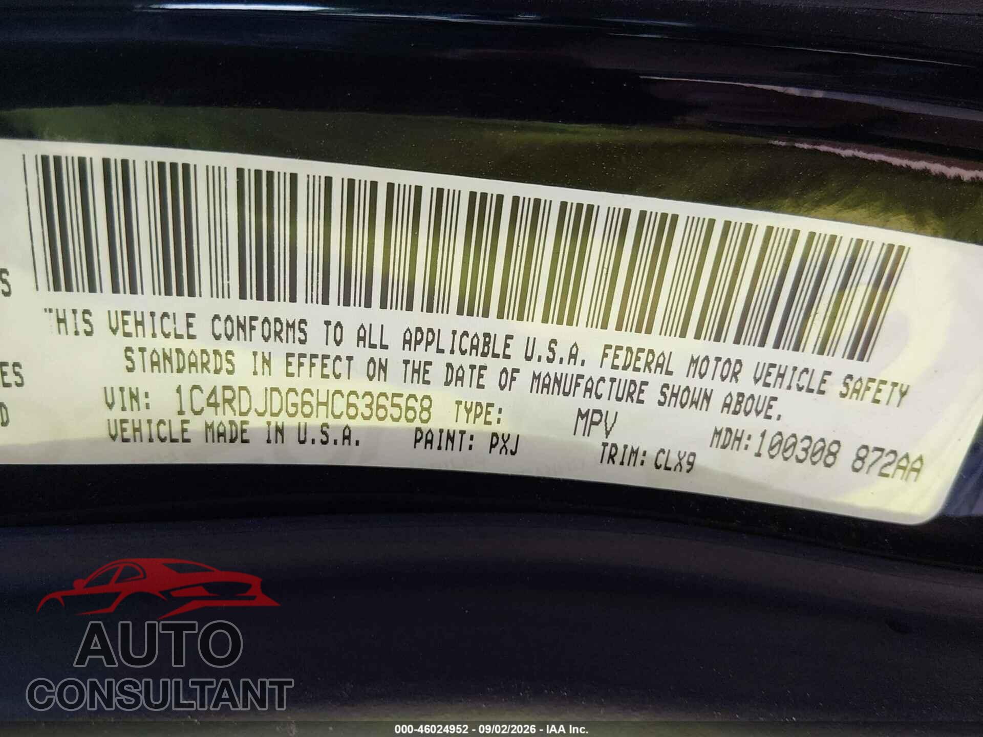DODGE DURANGO 2017 - 1C4RDJDG6HC636568