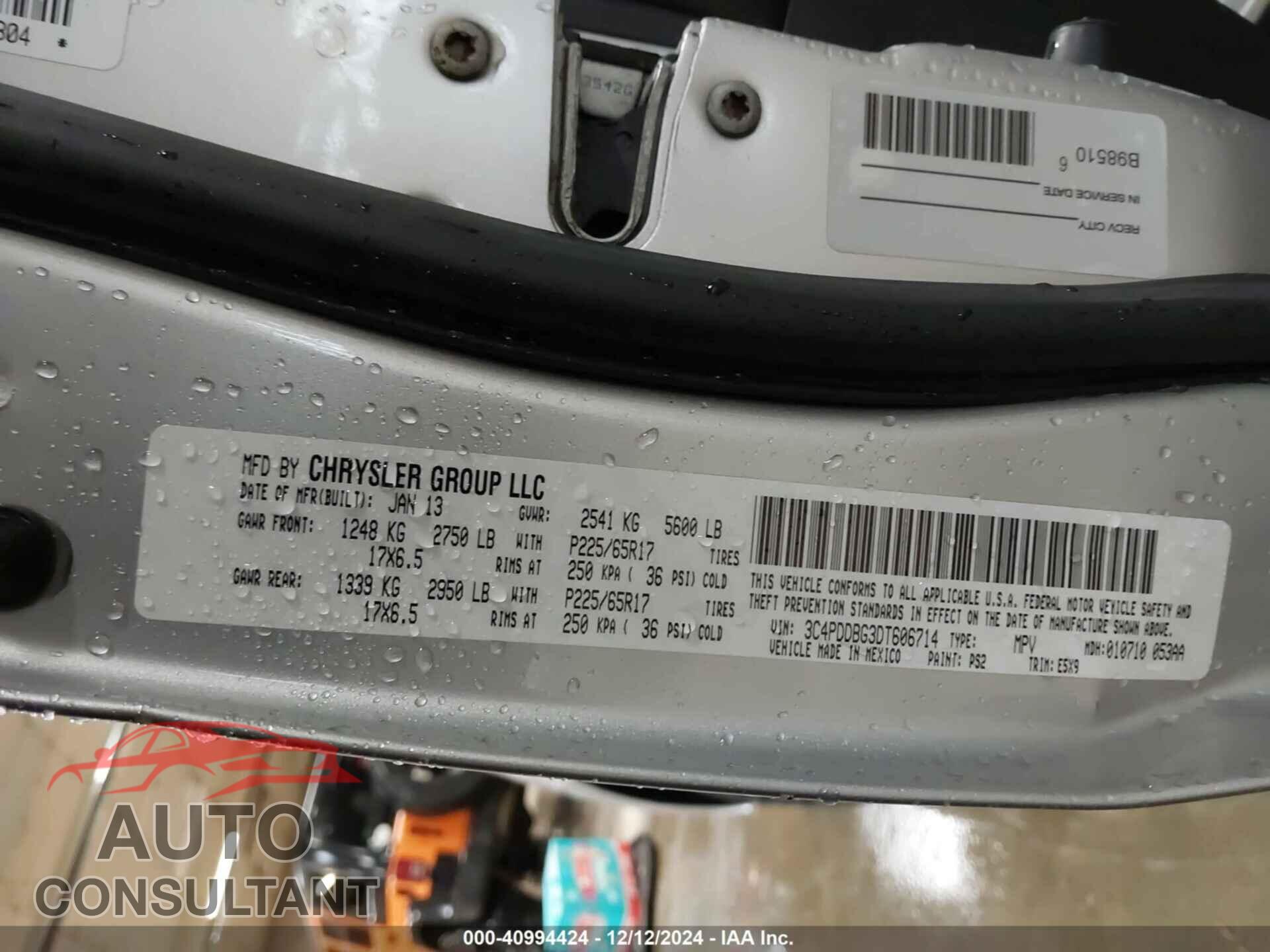 DODGE JOURNEY 2013 - 3C4PDDBG3DT606714